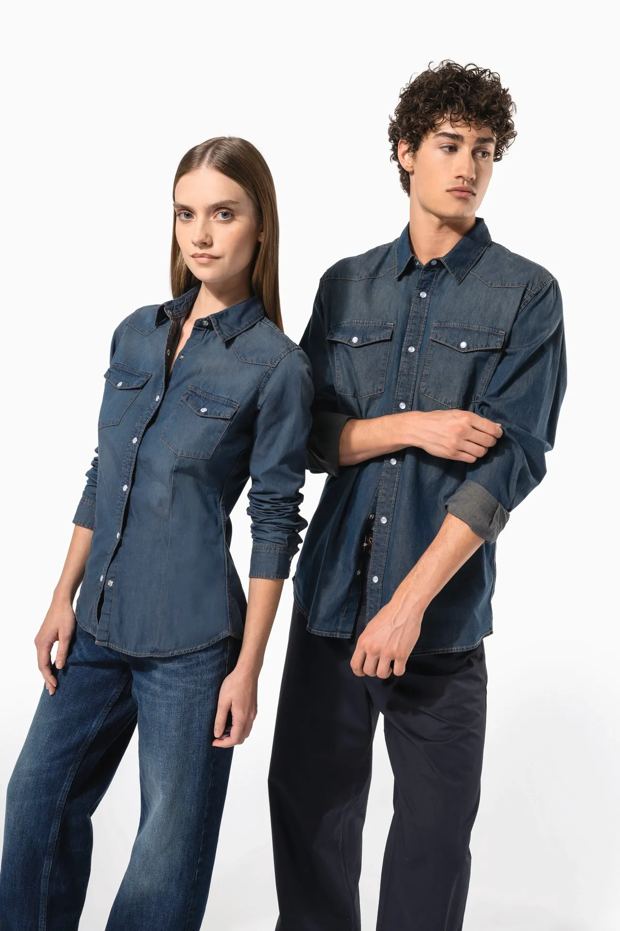 Herren denim-hemd langarm