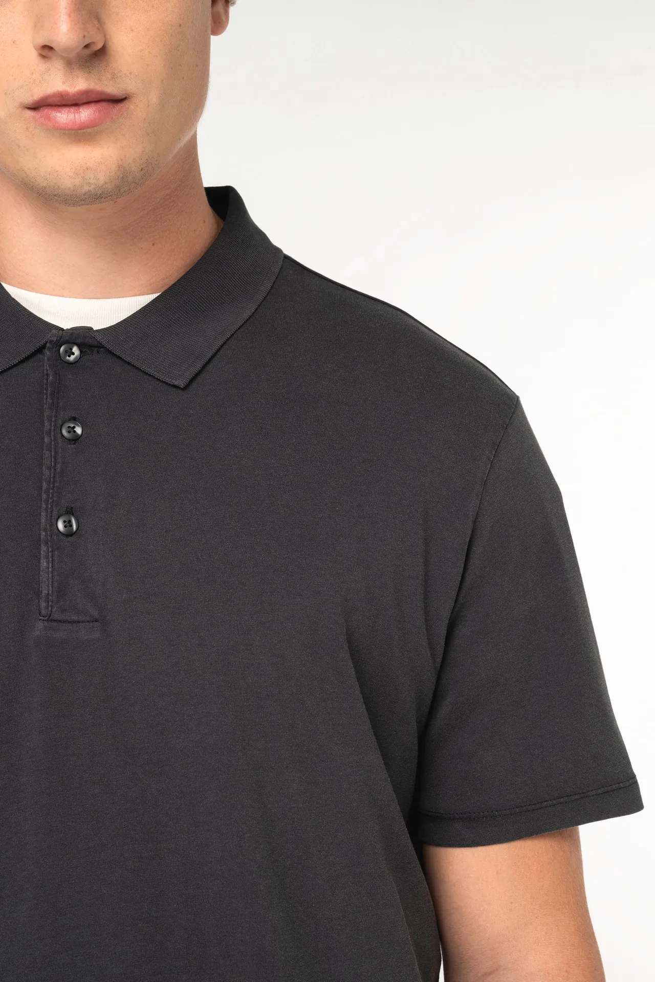 Umweltfreundliches ausgewaschenes Herren-Polohemd aus Jersey