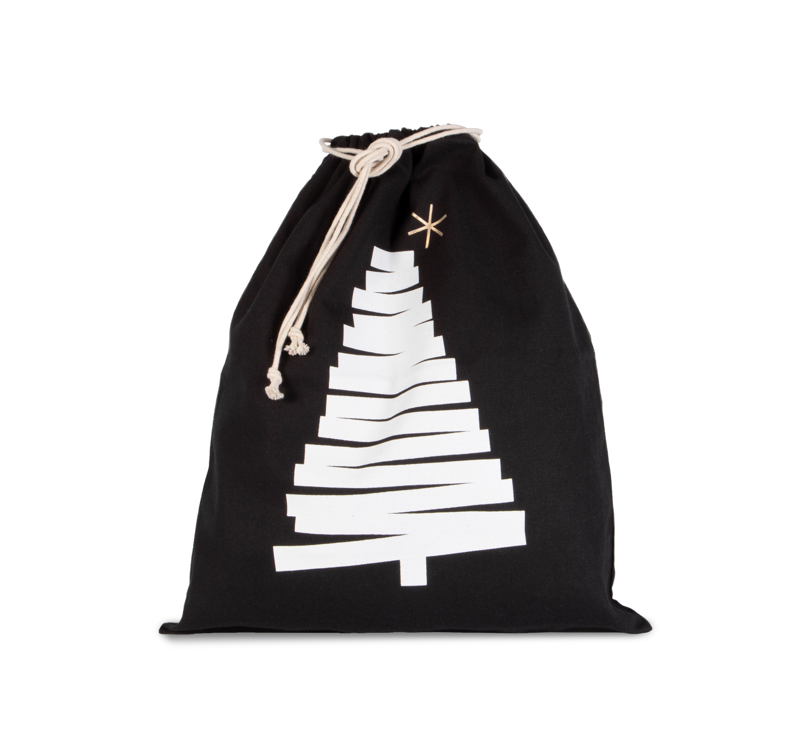 Baumwolltasche mit Kordelzug und Tannenbaummotiv