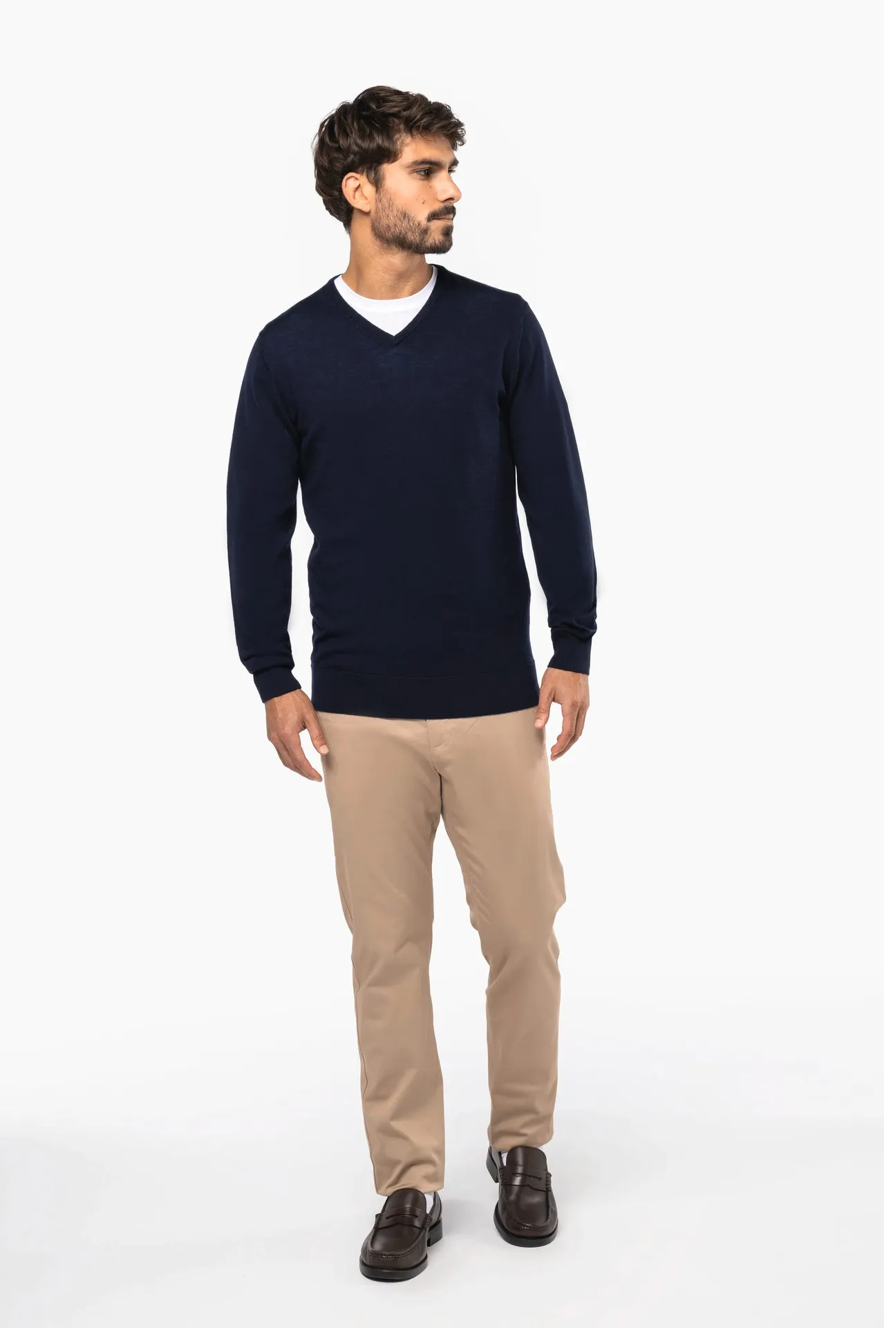 Merino-Herrenpullover mit V-Ausschnitt