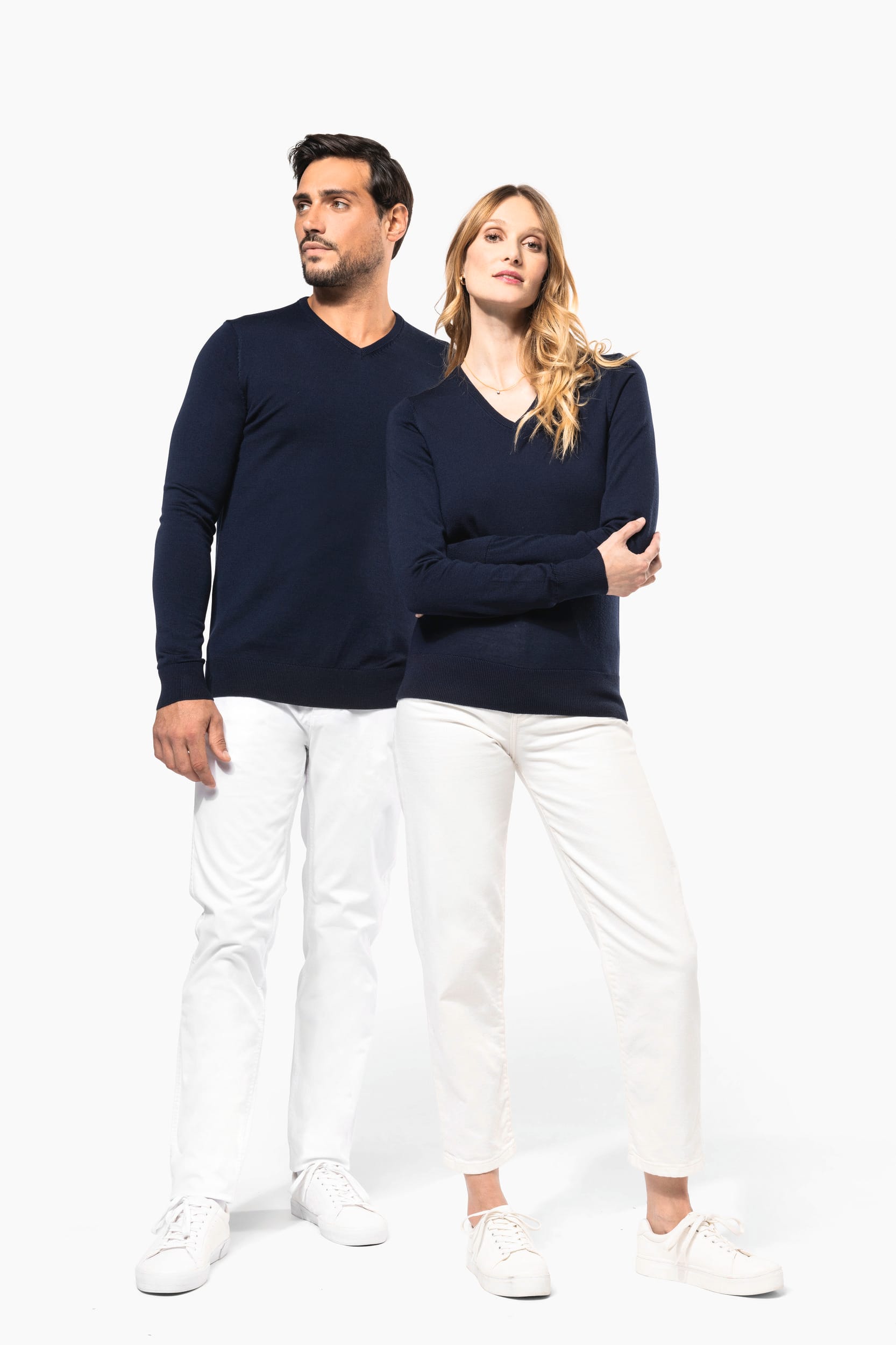 Merino-Herrenpullover mit V-Ausschnitt
