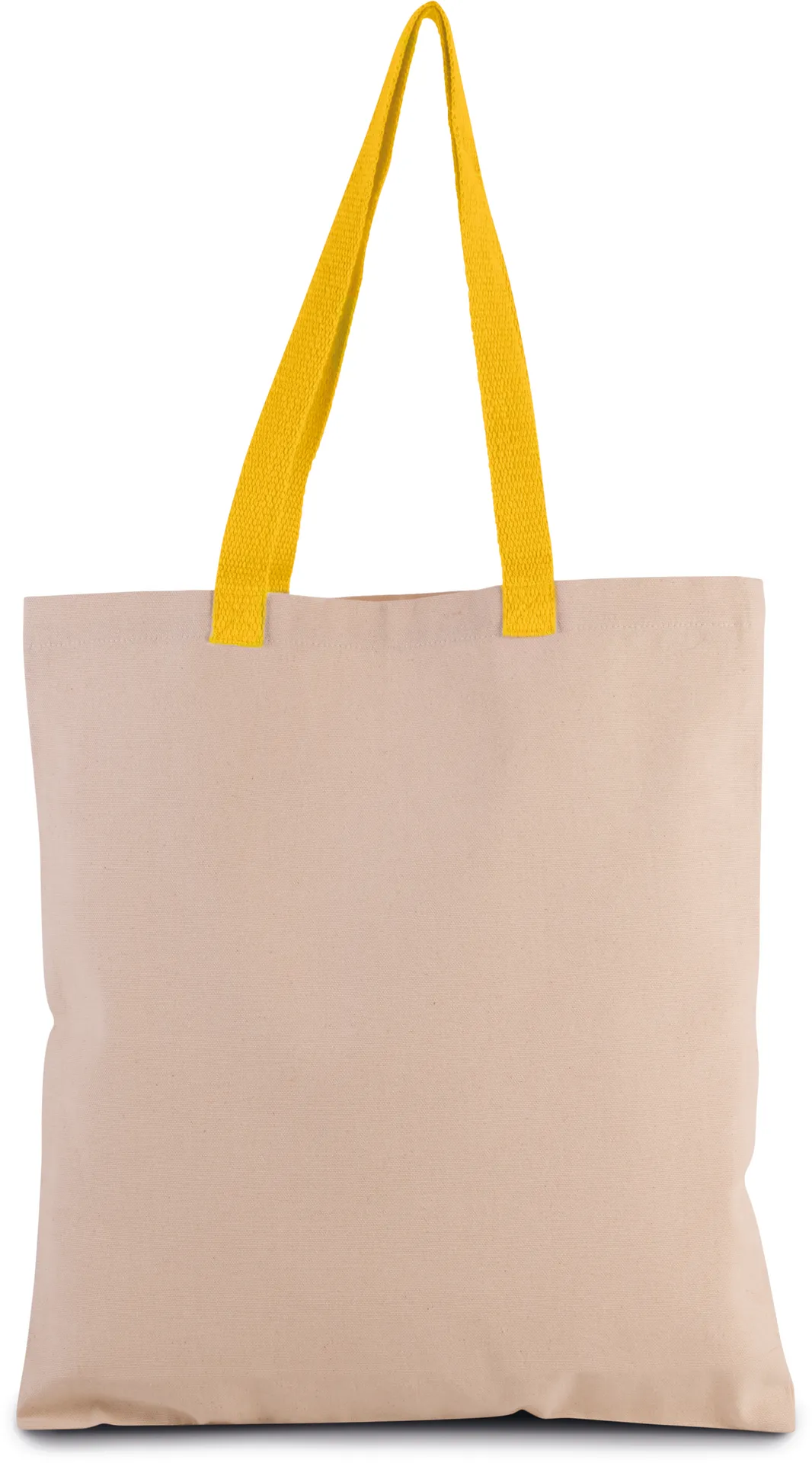 Flache Shoppingtasche aus Tuch mit kontrastfarbenem Griff
