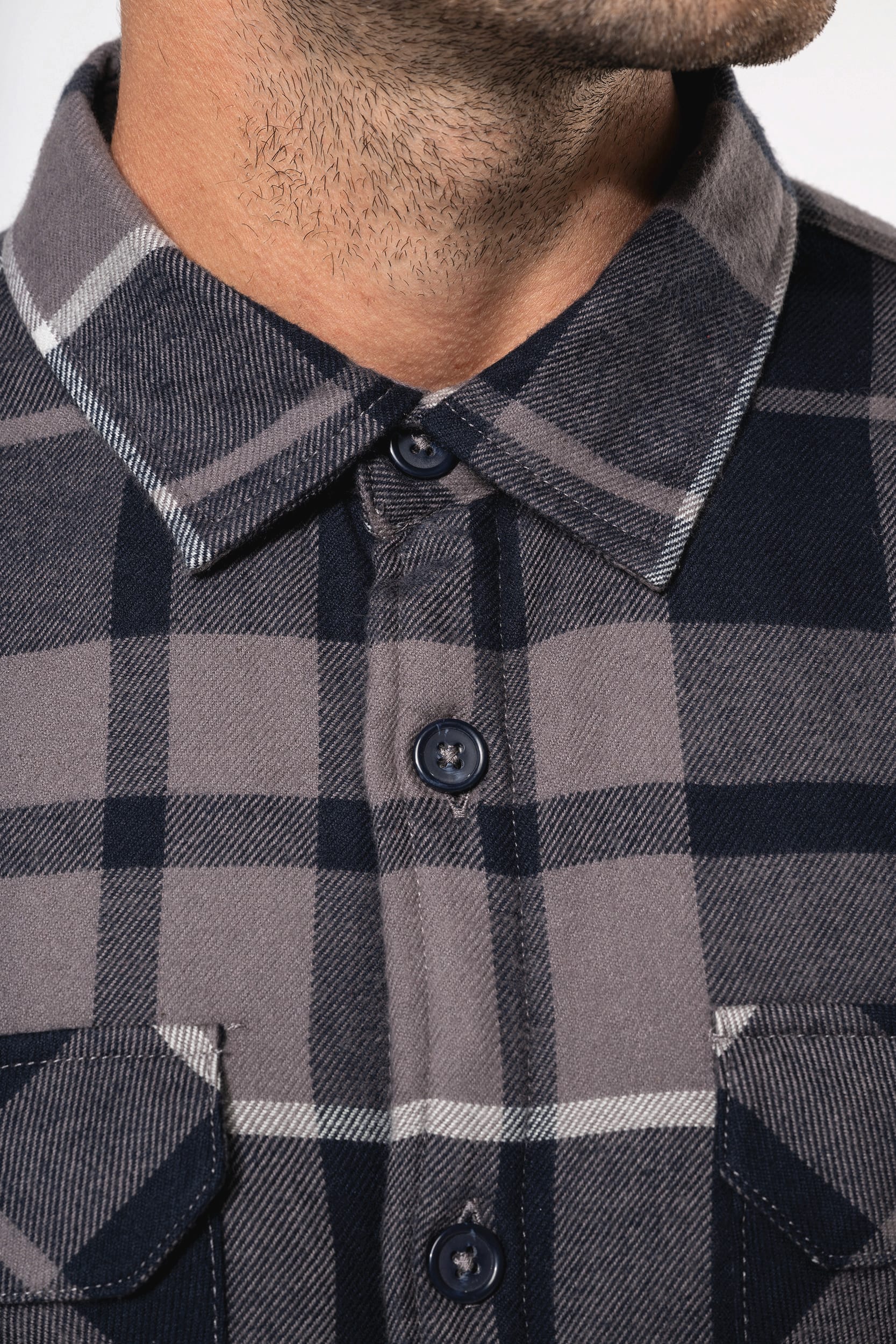 Karo-Hemdjacke mit Sherpa-Futter