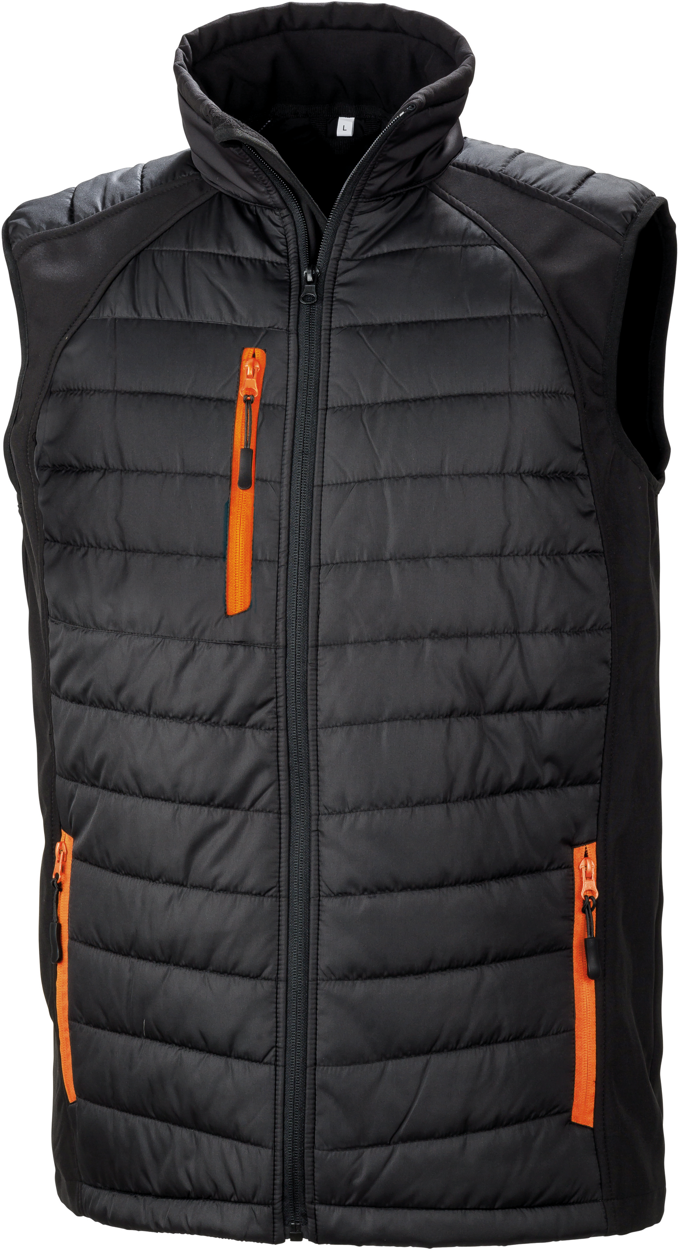 Black compass padded soft shell gilet