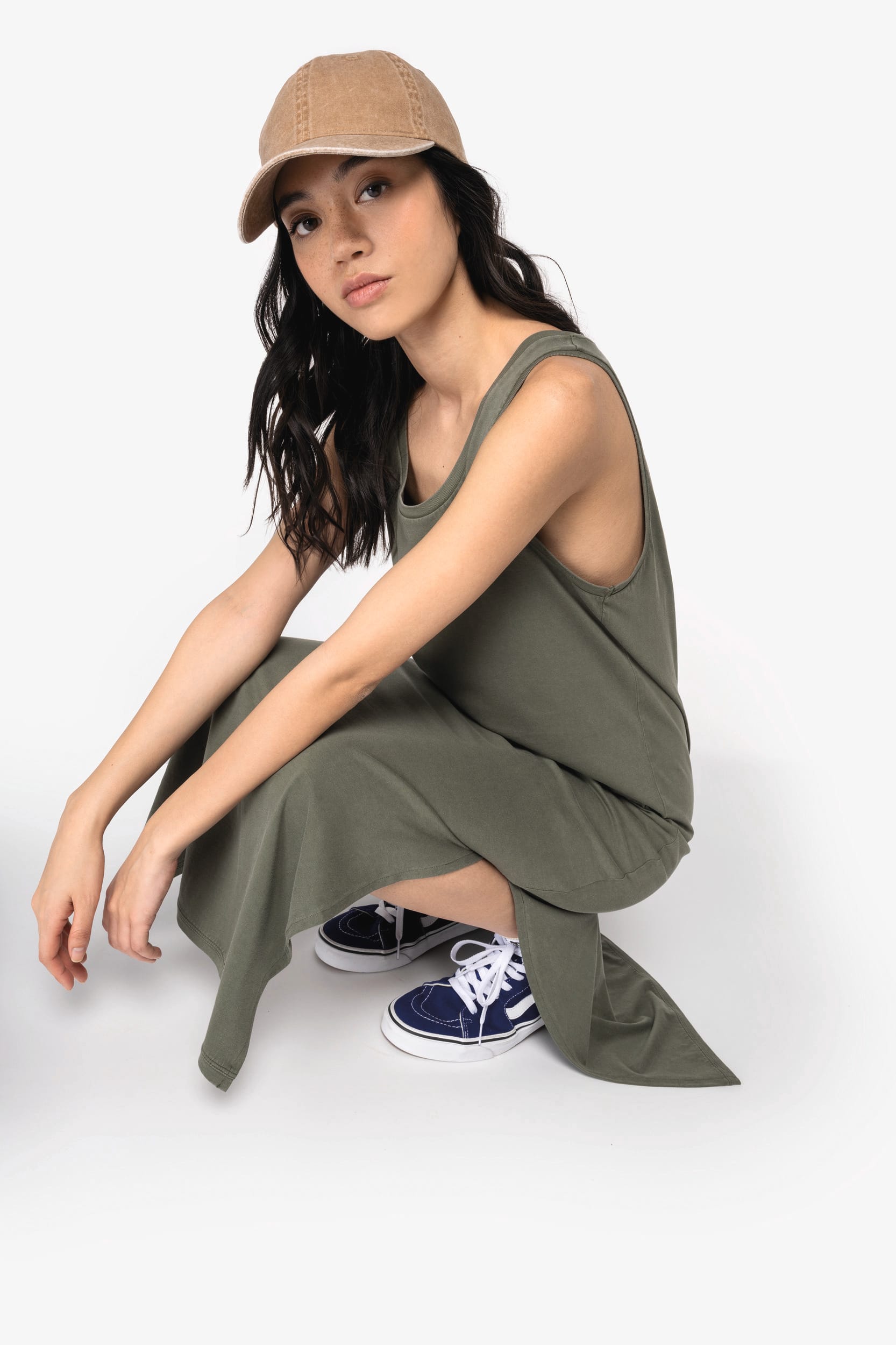 Umweltfreundliches ausgewaschenes Jersey-Kleid für Damen