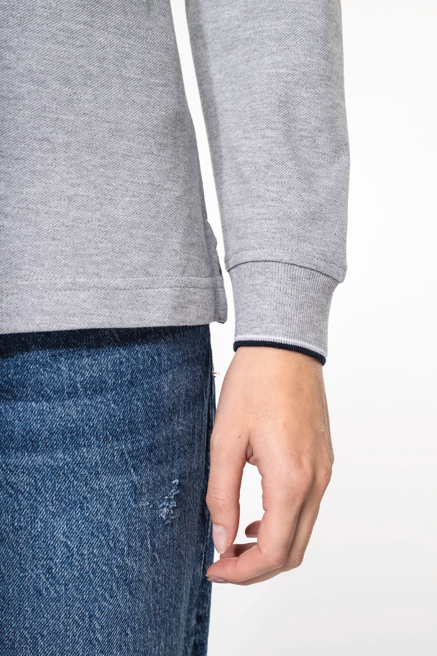 Langarm-Polohemd aus Piqué für Damen