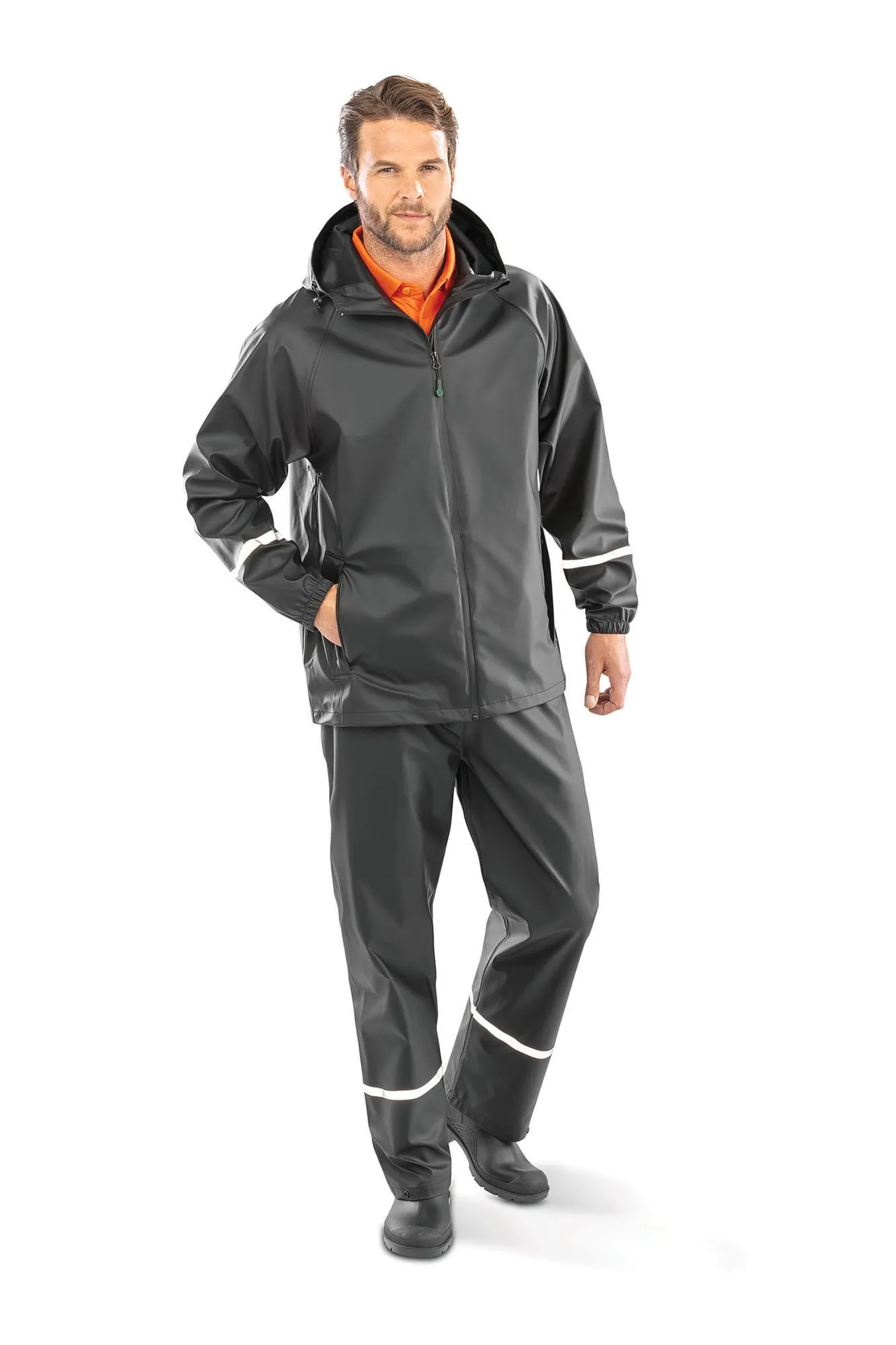 Wasserdichte Prism PU-Jacke mit reflektierenden Streifen