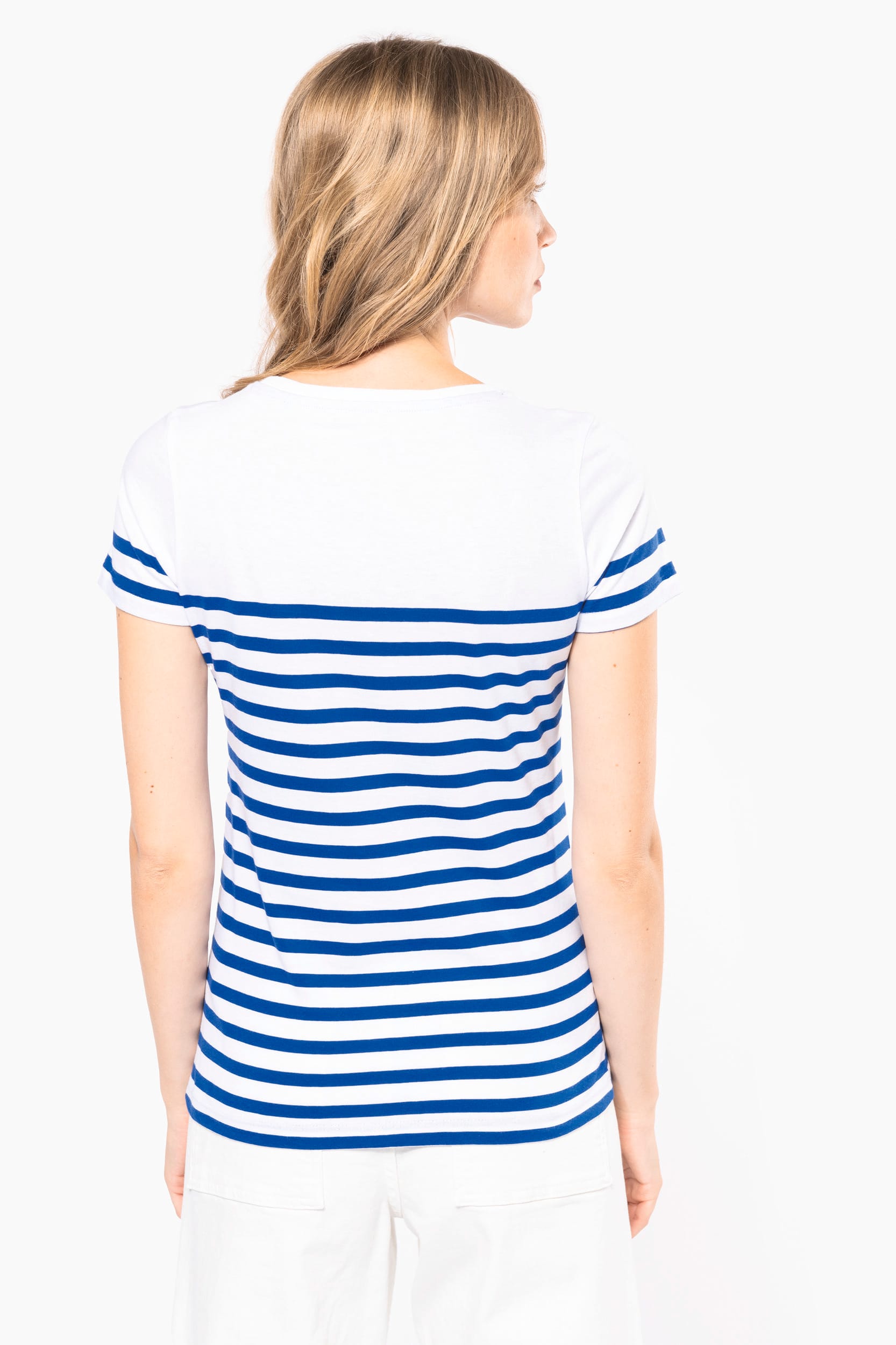 T-Shirt im Marine-Stil mit Rundhalsausschnitt Bio Damen