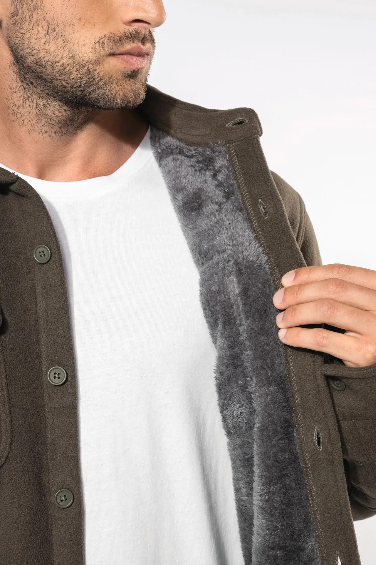 Fleece-Hemdjacke mit Sherpa-Futter