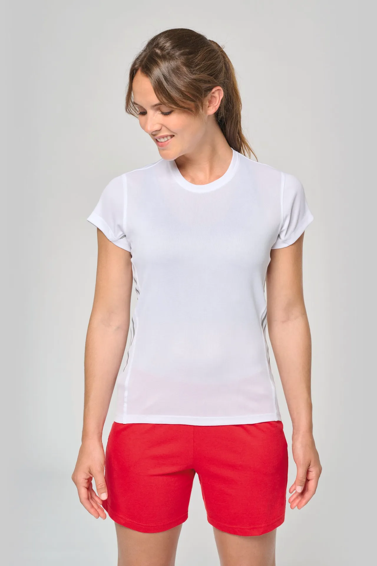 Damen Kurzarm Sport-T-Shirt. Bi-Material