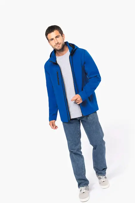 3-lagige Unisex-Softshell-Jacke mit Kapuze und abnehmbaren Ärmeln