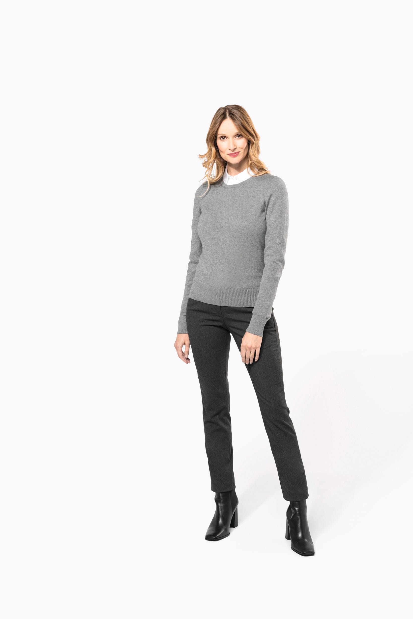 Supima®-Damenpullover mit Rundhalsausschnitt