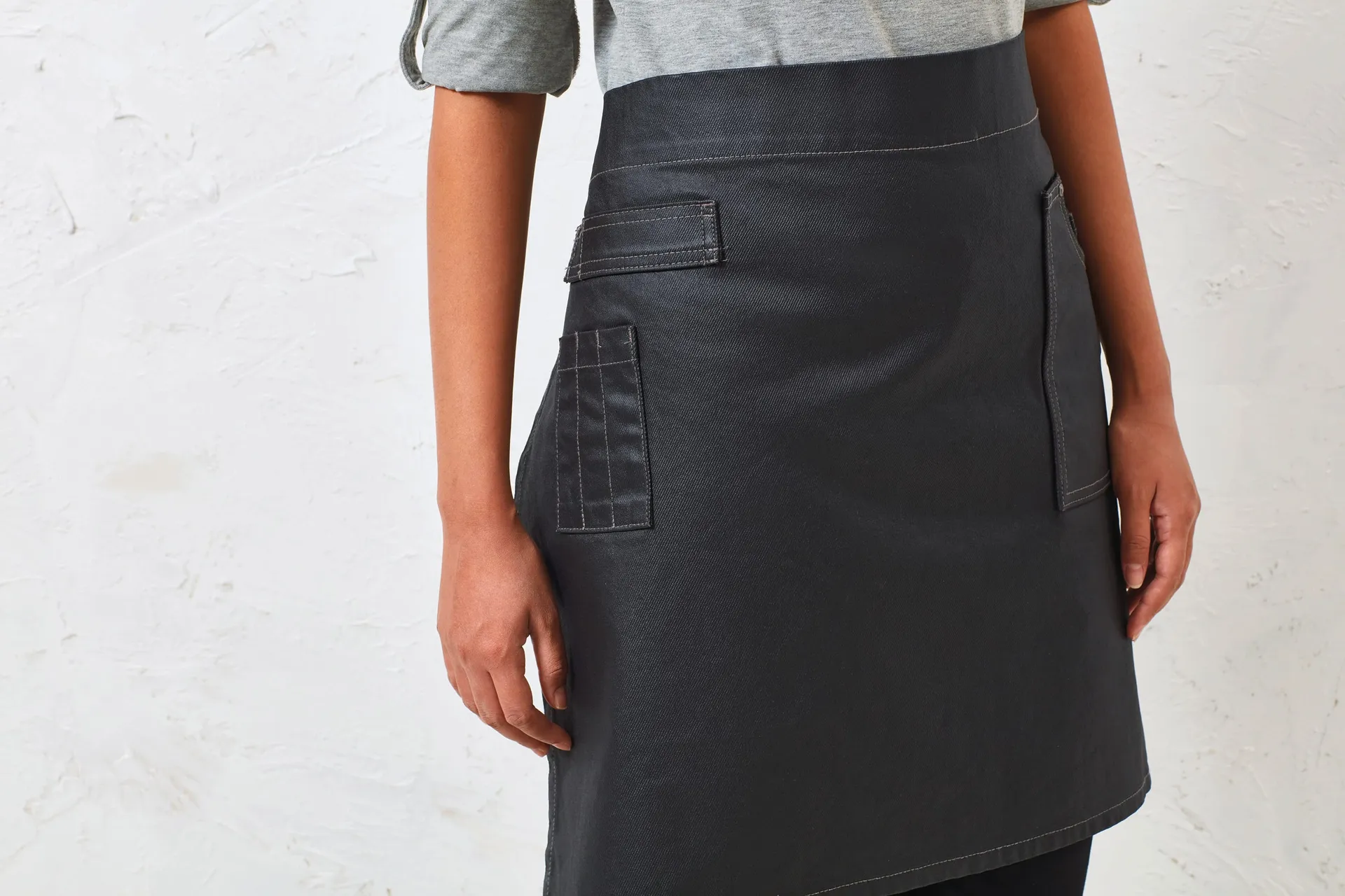 Division - Waxed look denim waist apron