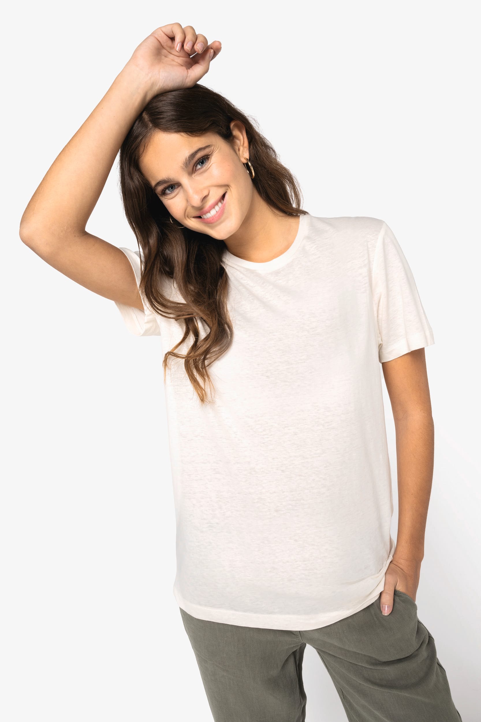 Umweltfreundliches Unisex-T-Shirt aus Biobaumwolle und Leinen