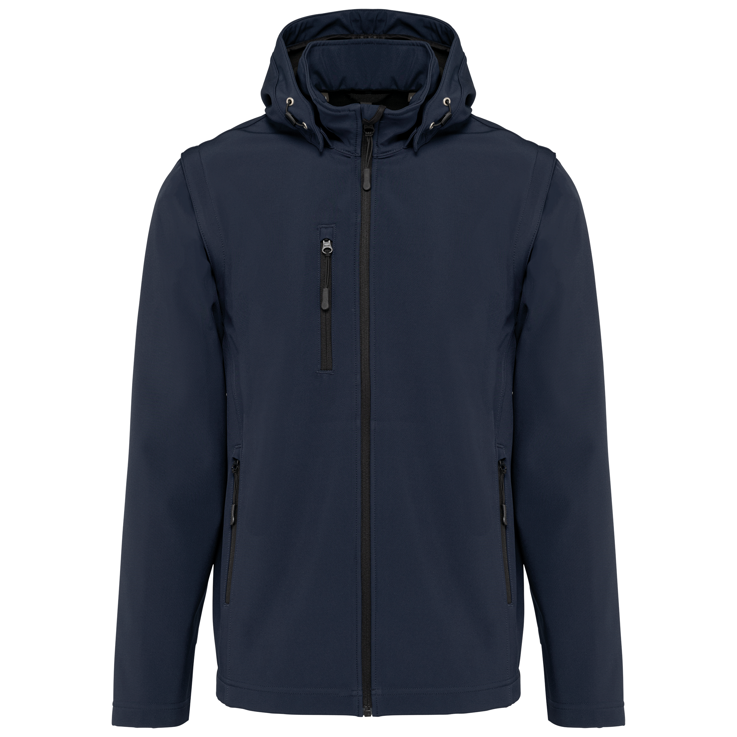 3-lagige Unisex-Softshell-Jacke mit Kapuze und abnehmbaren Ärmeln