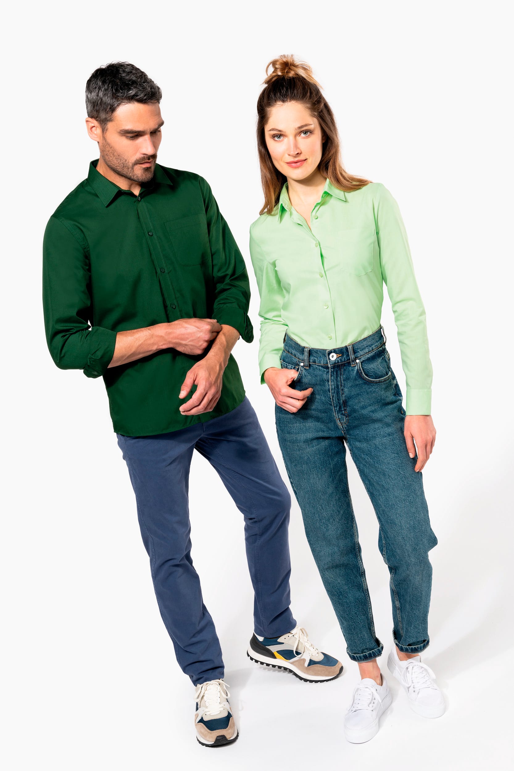 Popeline-Hemd Baumwollpolyester pflegeleicht für Damen