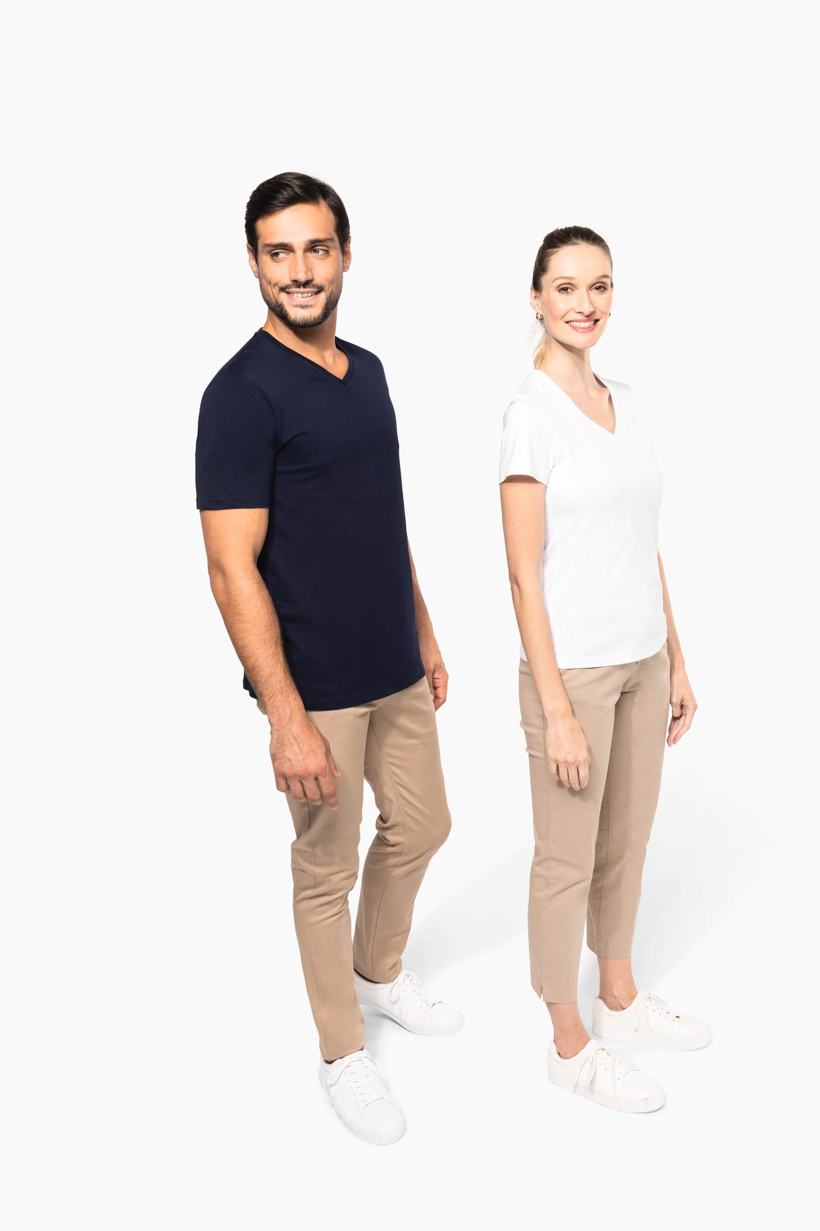 Supima® Damen-T-Shirt mit V-Ausschnitt und kurzen Ärmeln