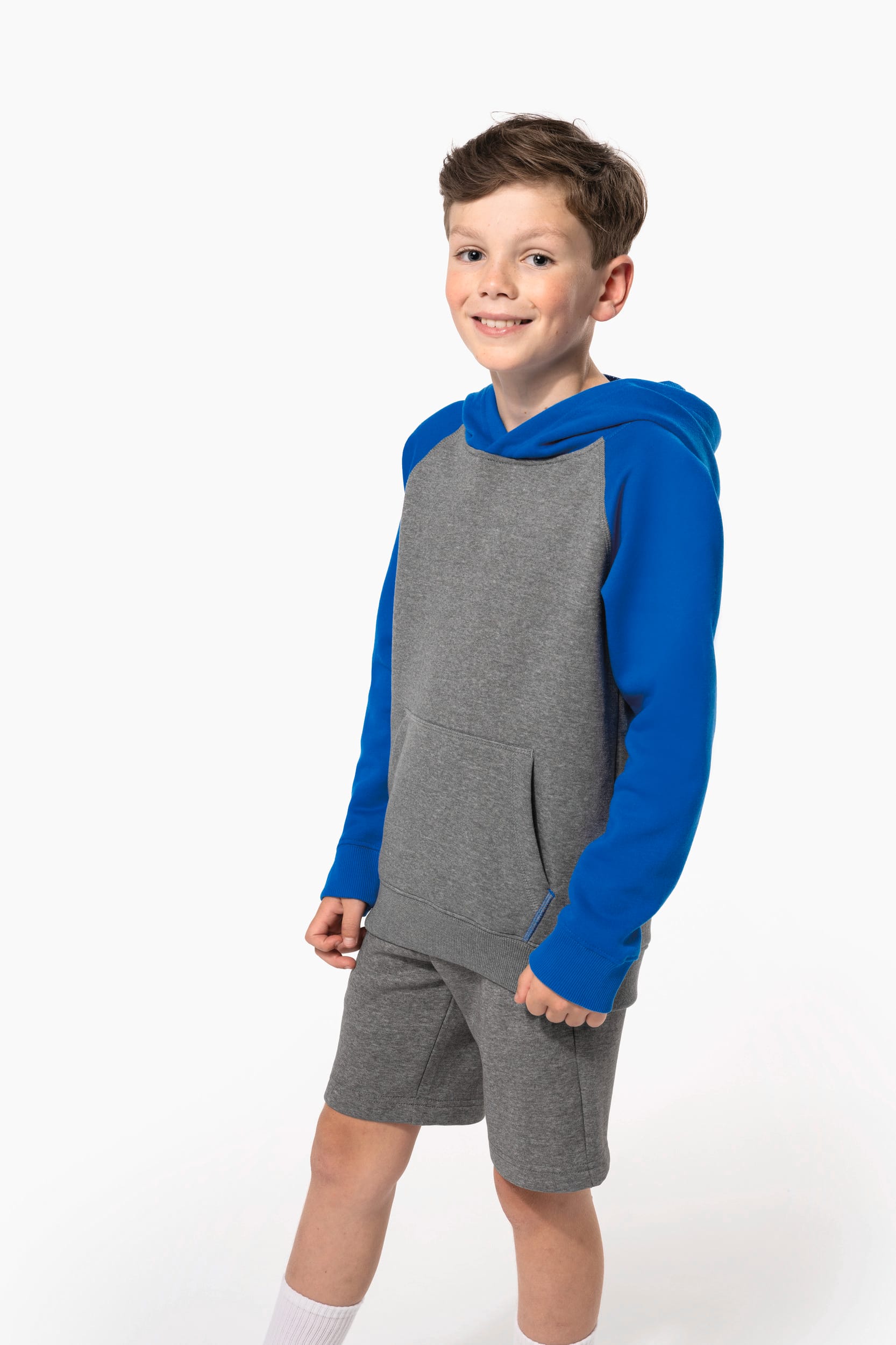 Zweifarbiges Kapuzensweatshirt für Kinder