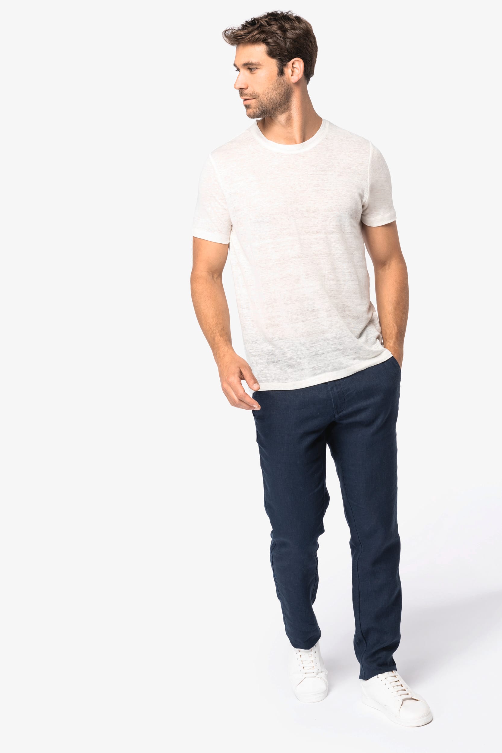 Herren-T-Shirt aus Leinen mit Rundhalsausschnitt