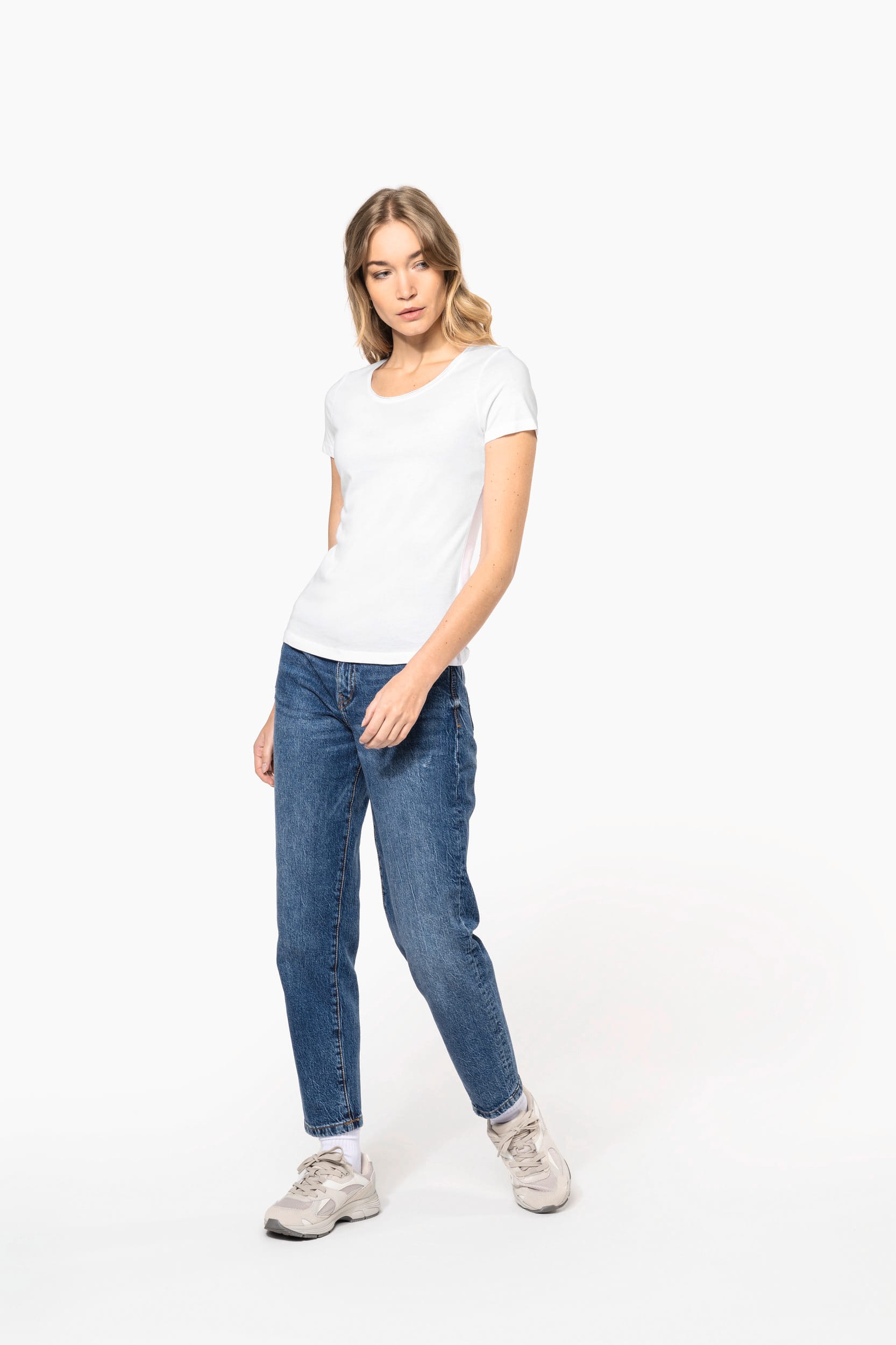 Bio-T-Shirt für Damen mit kurzen Ärmeln und ungesäumtem Halsausschnitt
