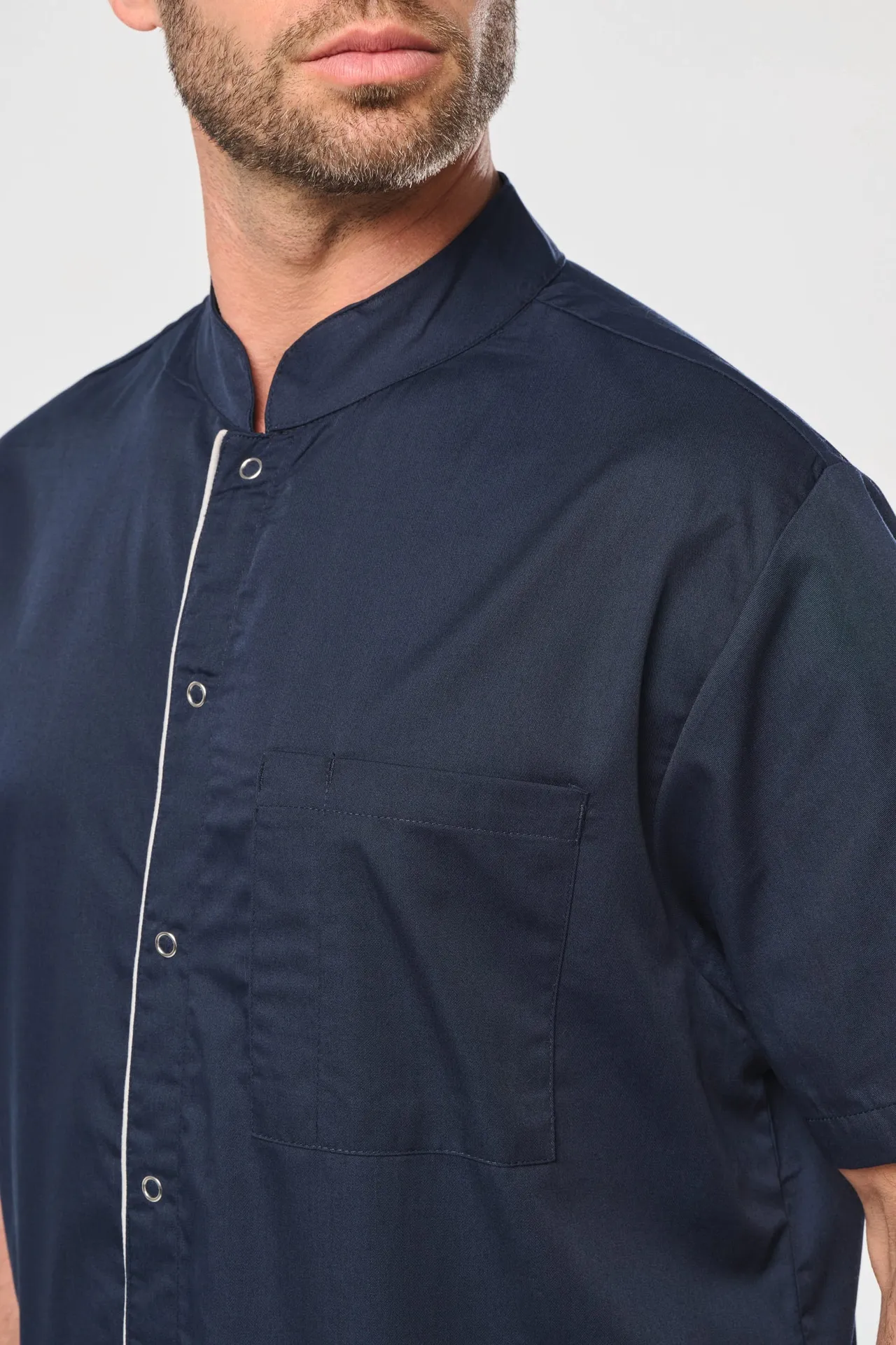 Herrenkittel aus Baumwollpolyester mit Druckknöpfen