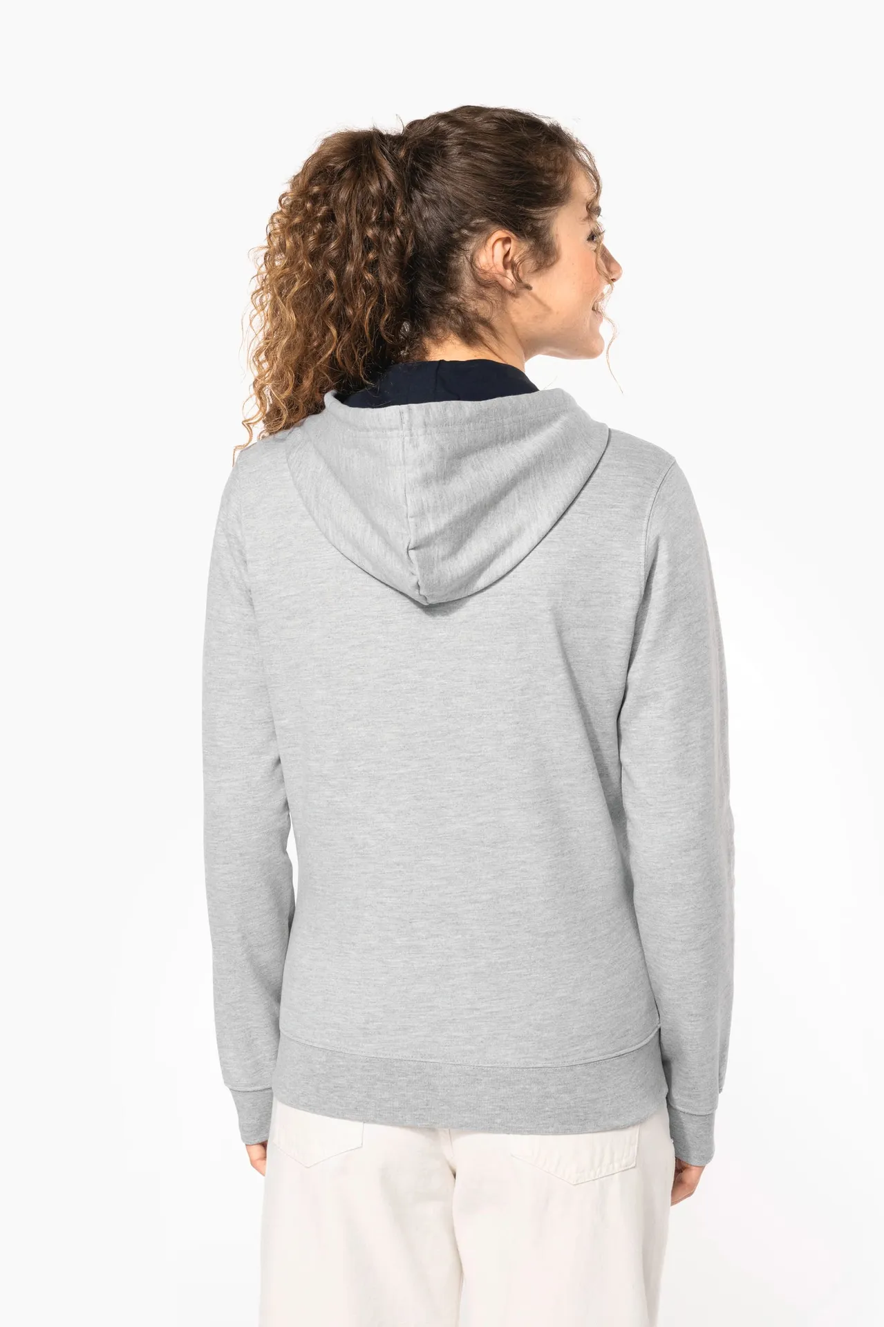 DAMEN-KAPUZENSWEATSHIRT BICOLOR mit Reißverschluss