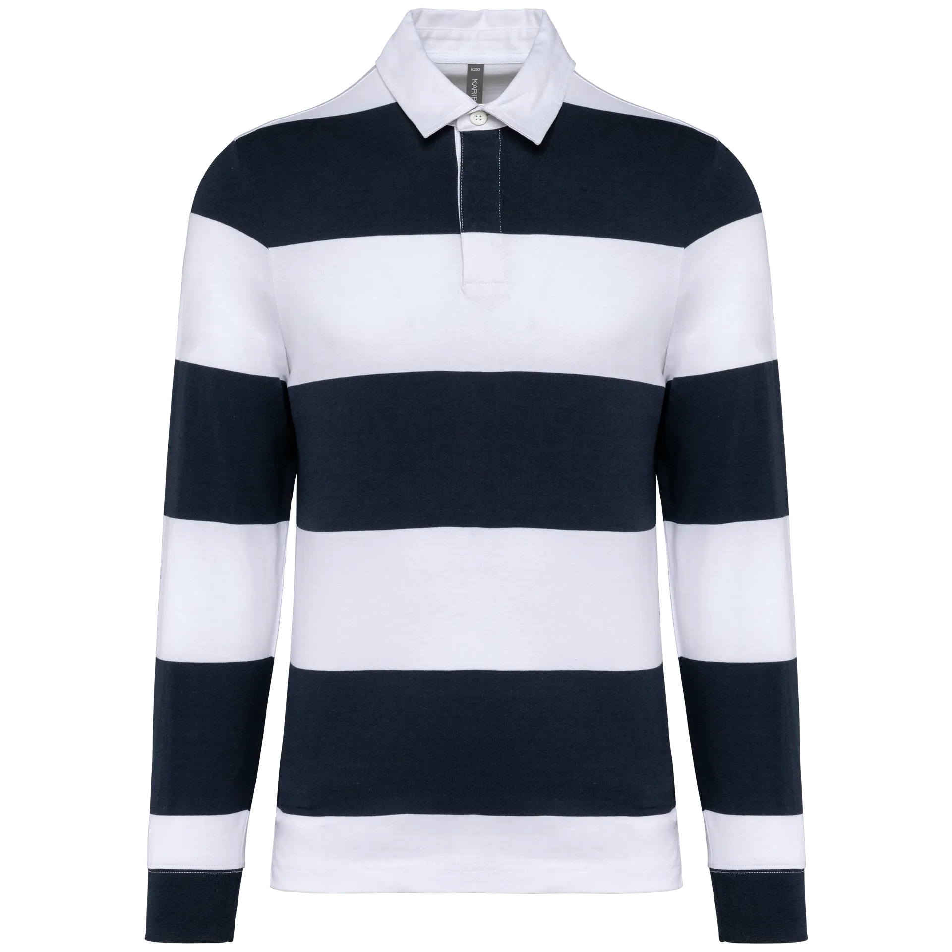 Gestreiftes Polohemd mit langen Ärmeln, Unisex