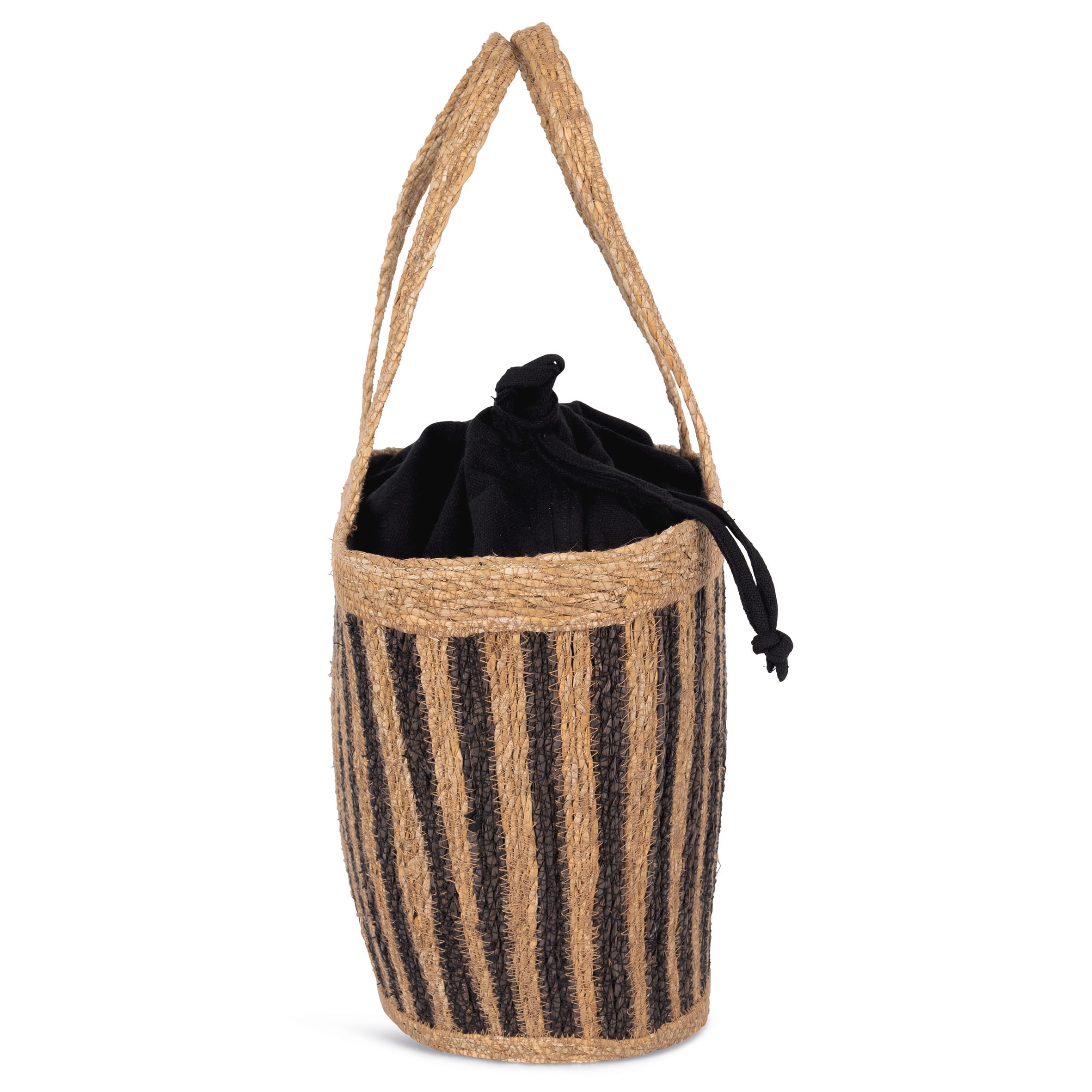 Gestreifte Korbtasche aus Seegras