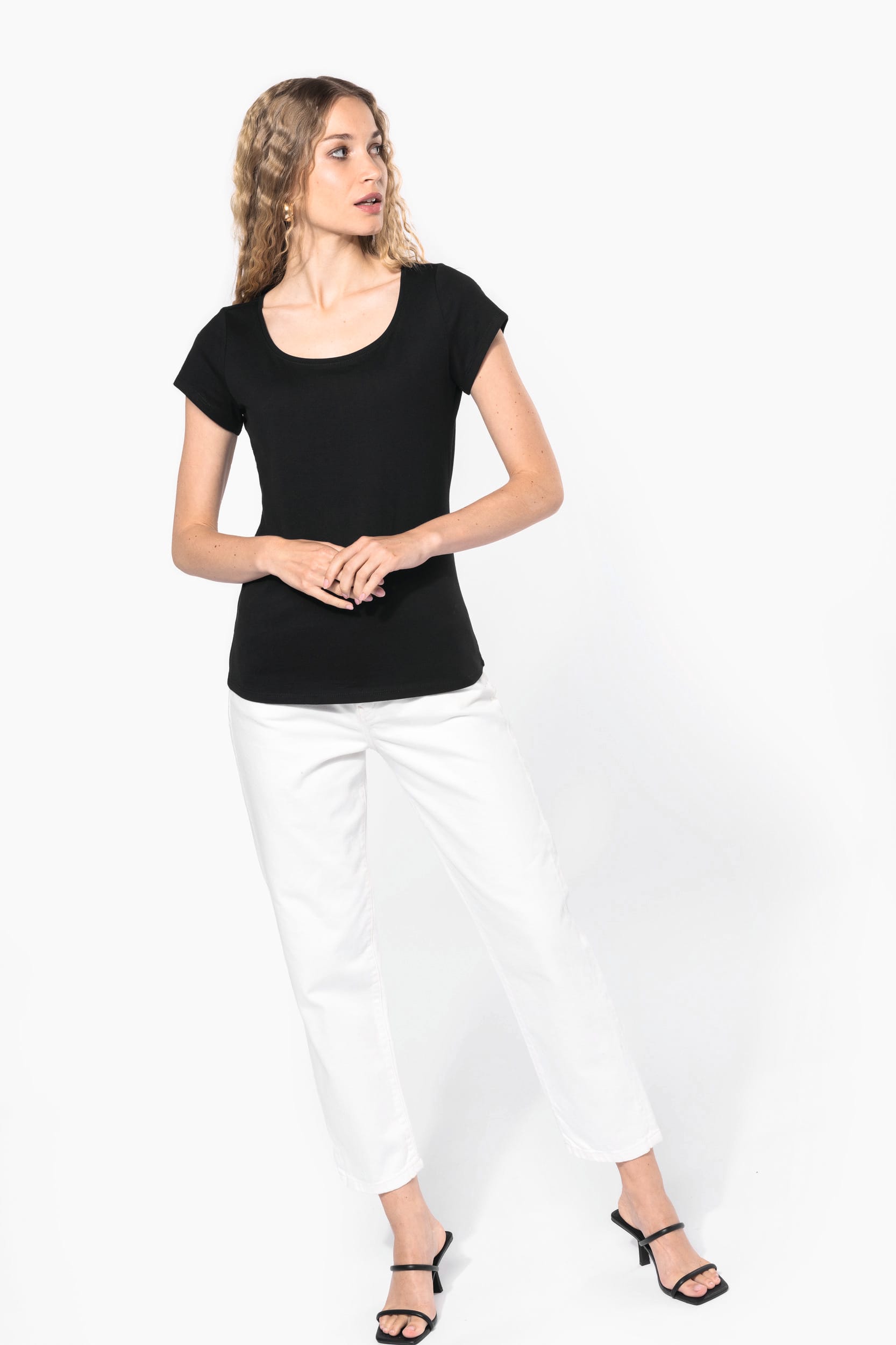 Ladies’ boat neck short-sleeved T-shirt