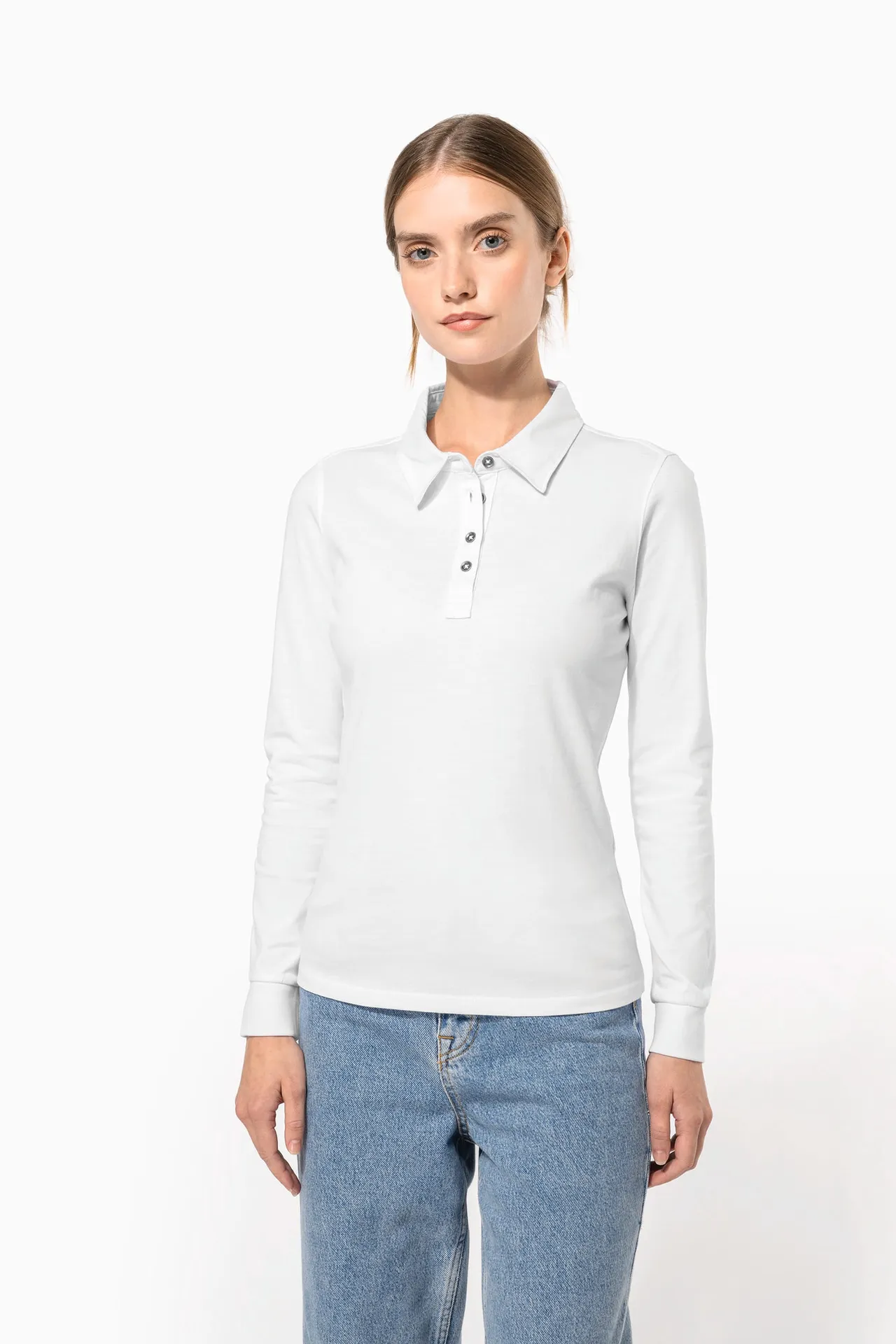 Langarm-Polohemd für Damen aus Jersey