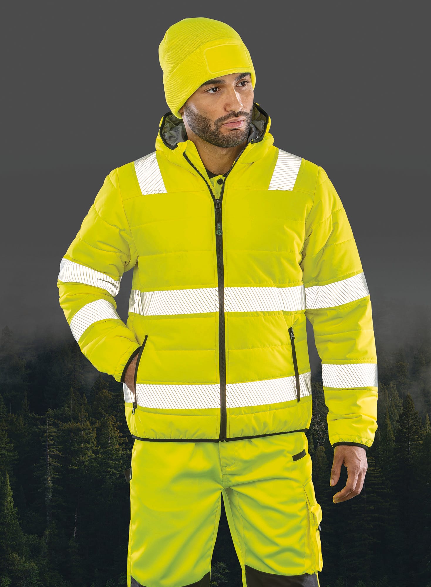 Sicherheitsjacke aus wattiertem, recyceltem Ripstop