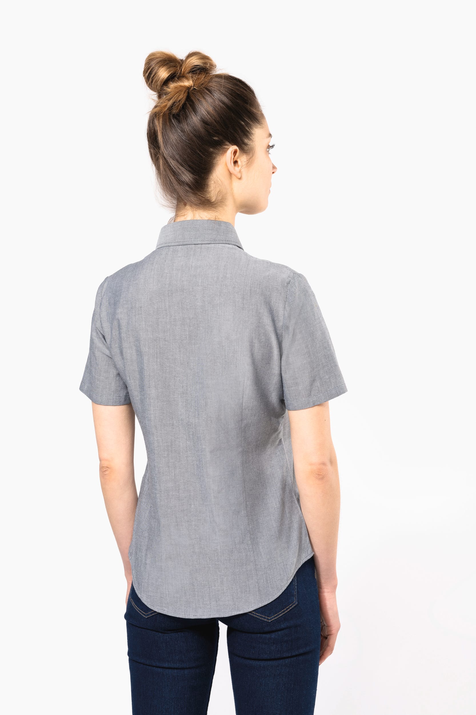 Damen Oxford Kurzarmbluse