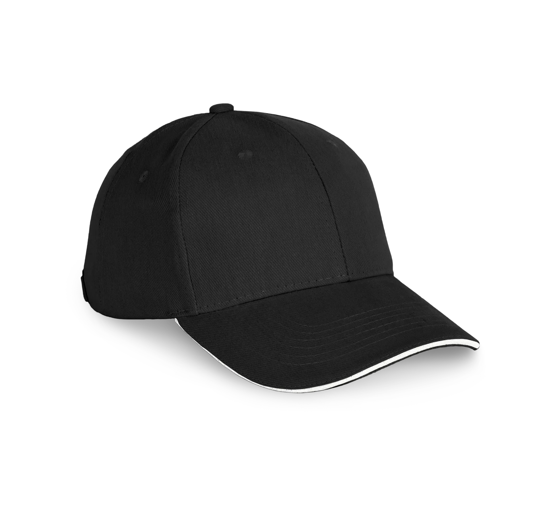 6-Panel-Kappe aus biologischer Baumwolle mit Kontrast-Sandwichschirm