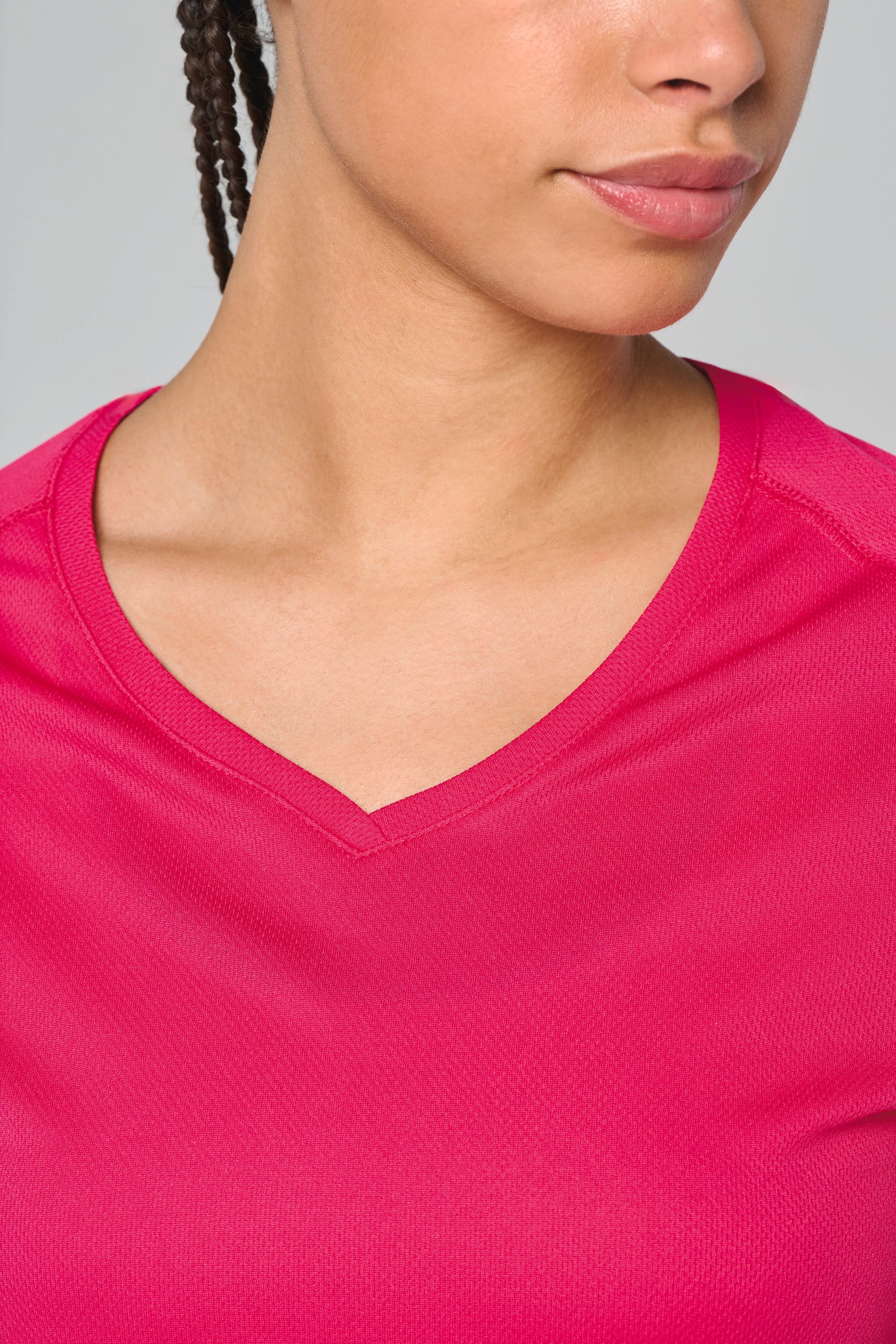 Damen Kurzarm-Sportshirt mit V-Ausschnitt
