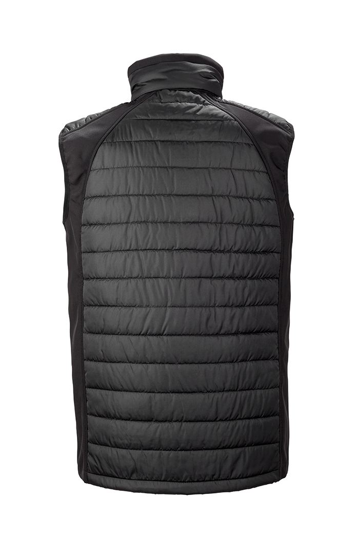 Black compass padded soft shell gilet