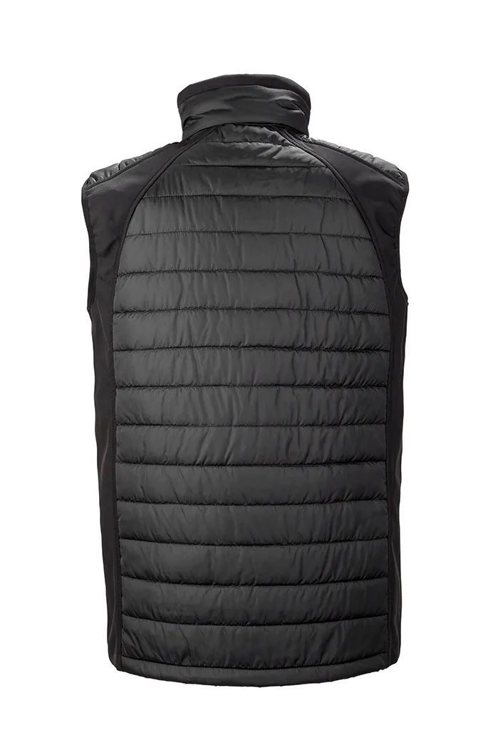 Black compass padded soft shell gilet