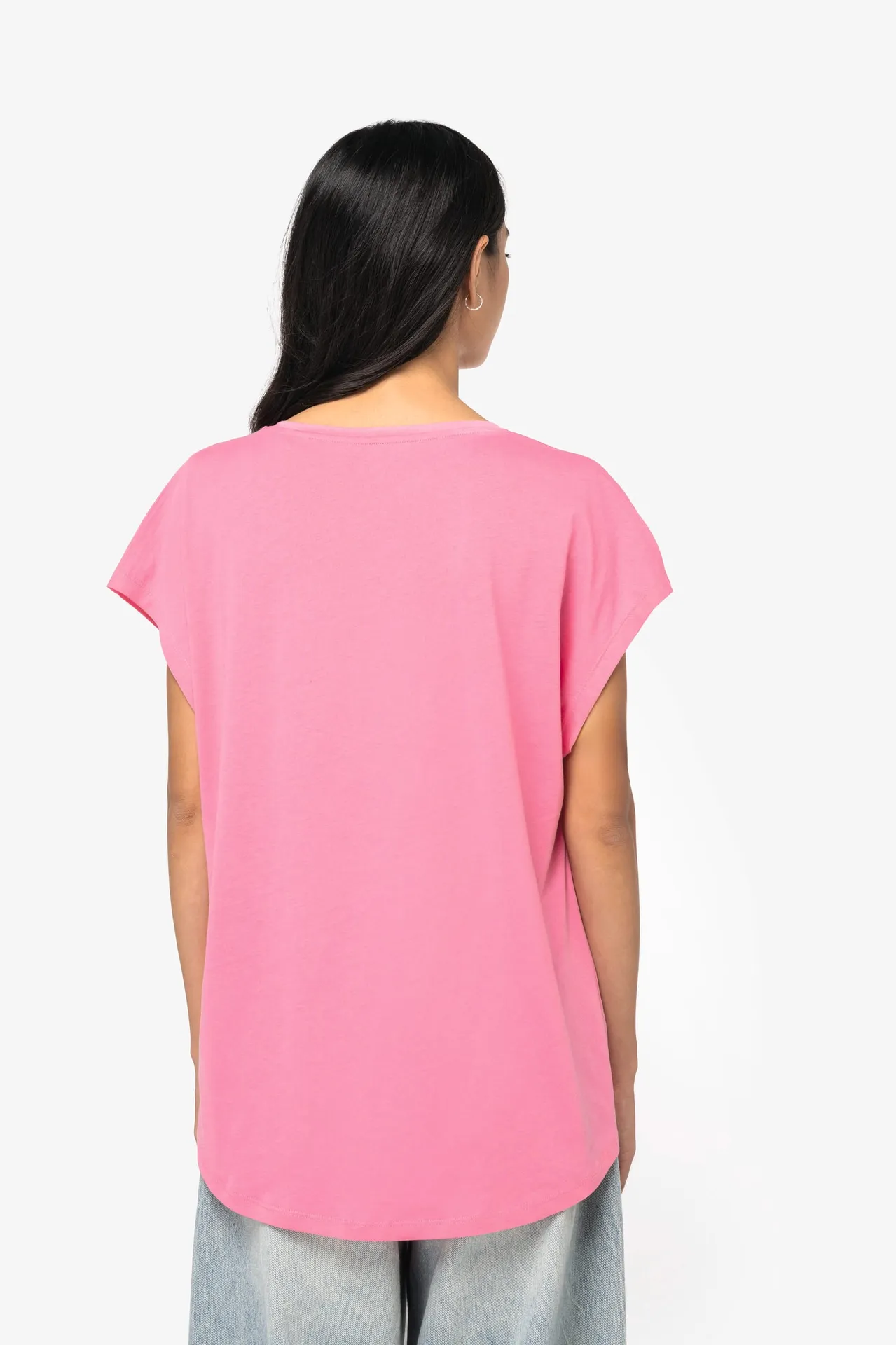 Umweltfreundliches Loose Damen-T-Shirt mit V-Ausschnitt