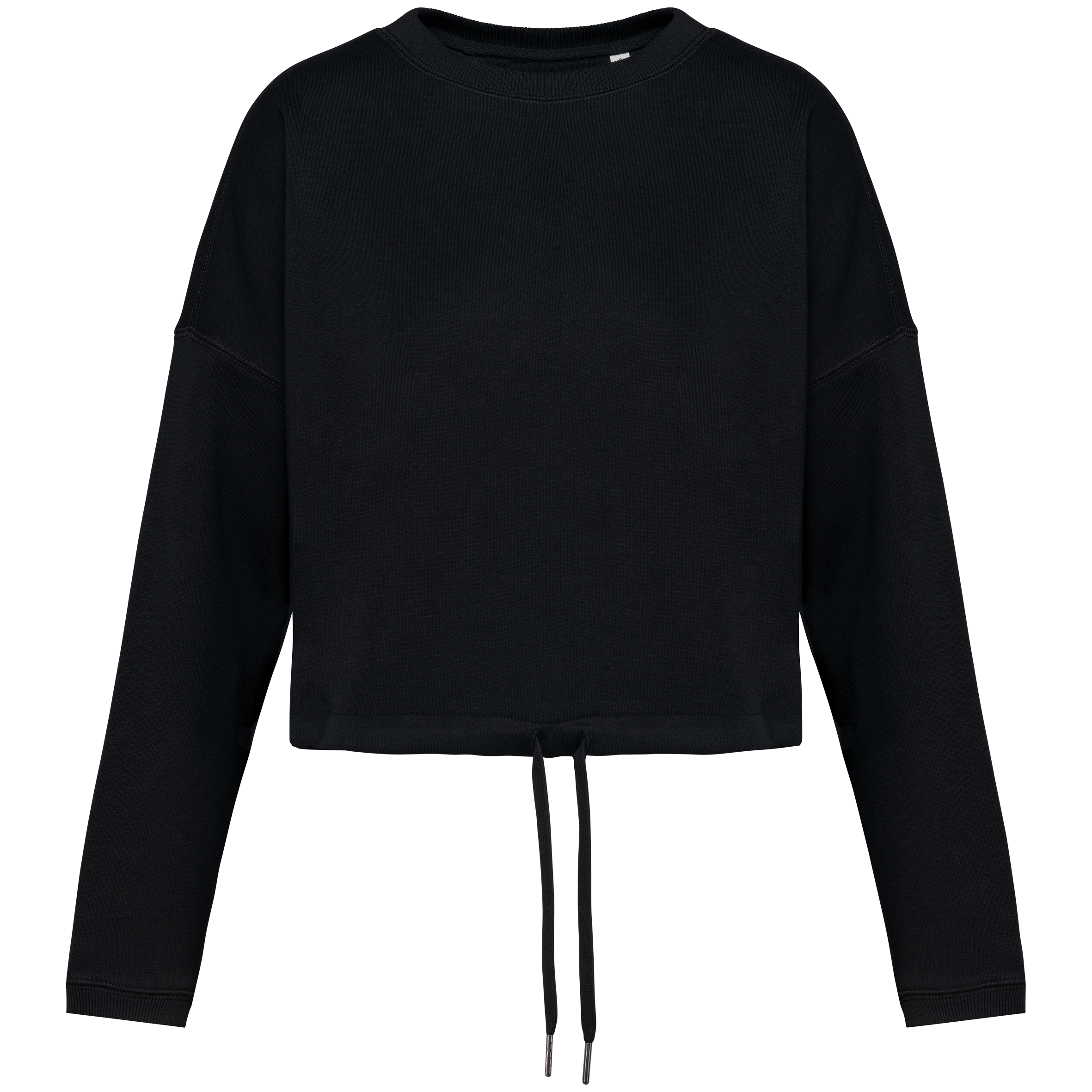 Umweltfreundliches cropped Oversize Damen Sweatshirt mit Rundhalsausschnitt