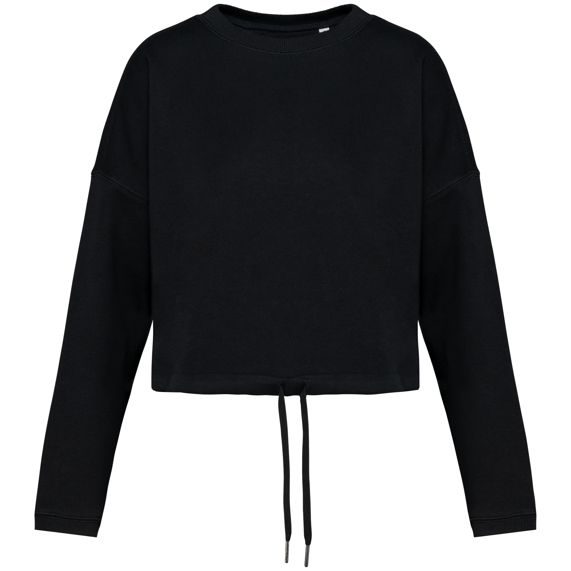 Umweltfreundliches cropped Oversize Damen Sweatshirt mit Rundhalsausschnitt