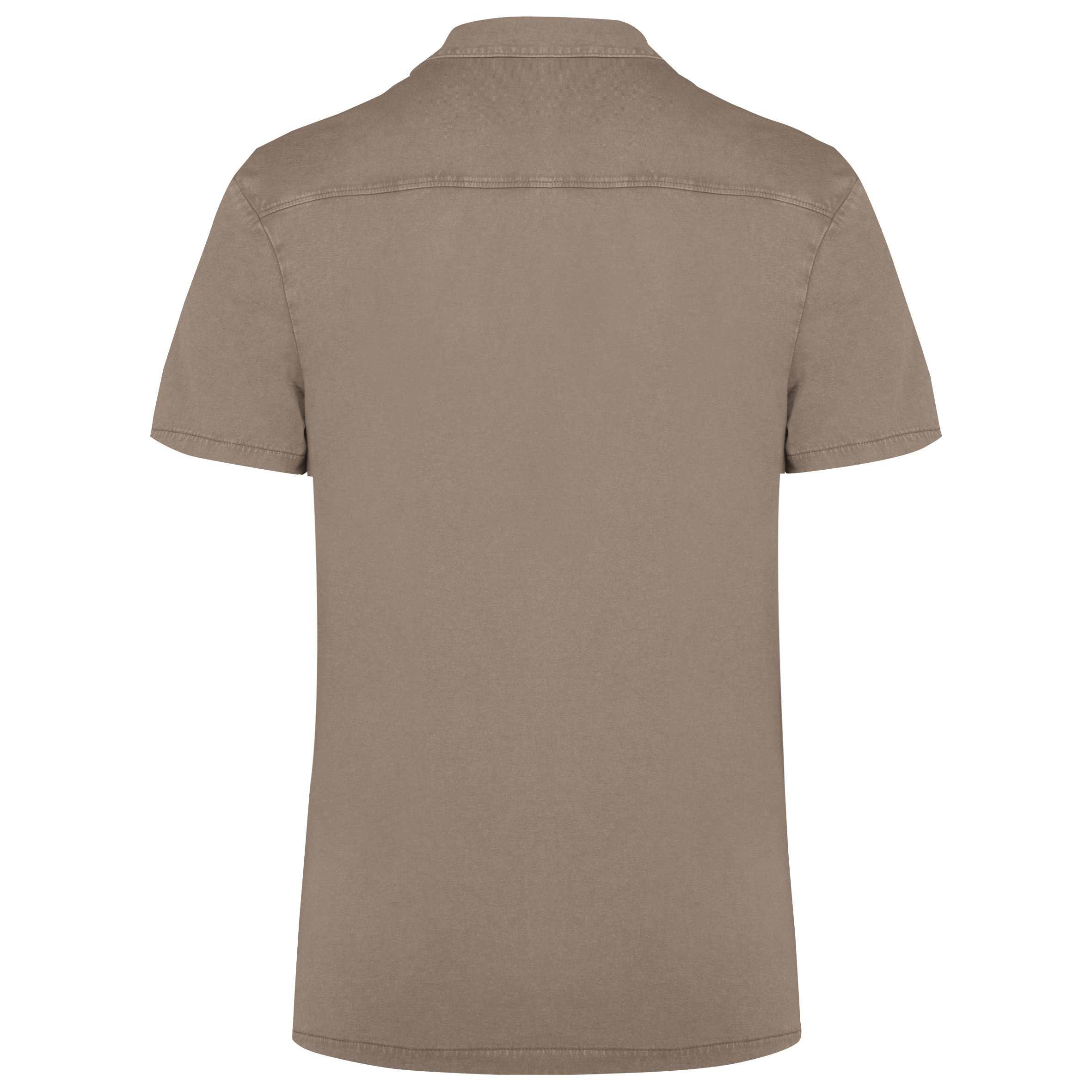 Umweltfreundliches ausgewaschenes Jersey-Herrenhemd mit kurzen Ärmeln und Bowling-Kragen