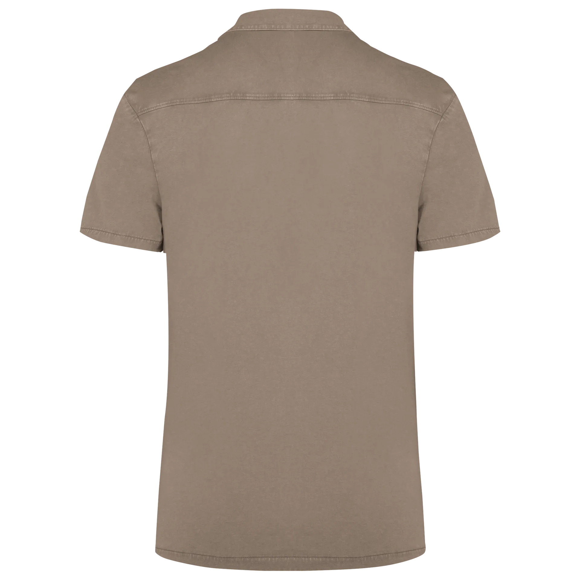 Umweltfreundliches ausgewaschenes Jersey-Herrenhemd mit kurzen Ärmeln und Bowling-Kragen