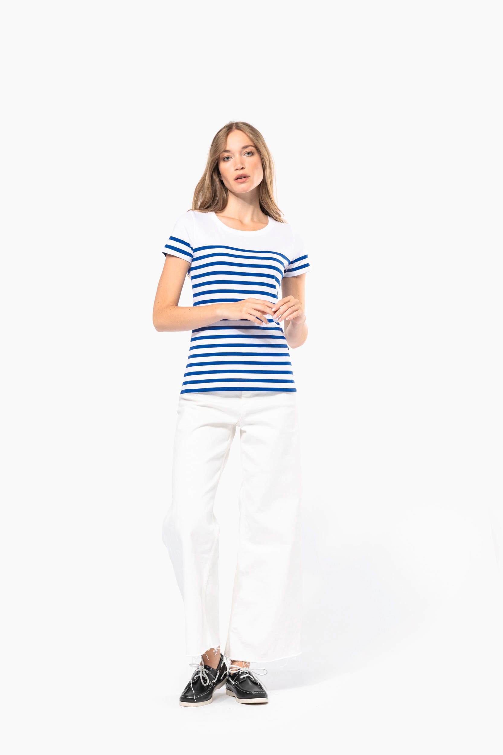 T-Shirt im Marine-Stil mit Rundhalsausschnitt Bio Damen