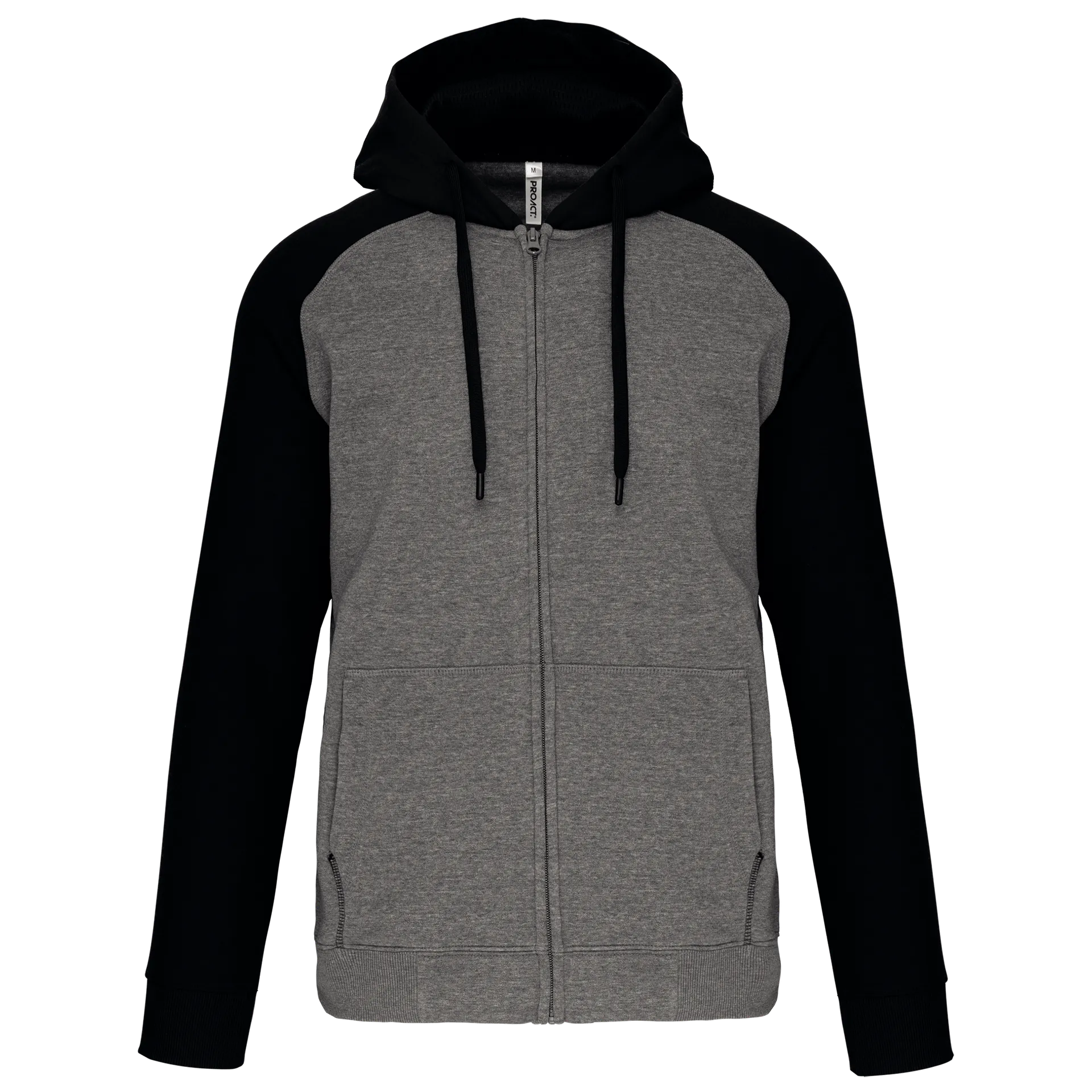 Zweifarbige Unisex-Fleecejacke mit Reißverschluss und Kapuze
