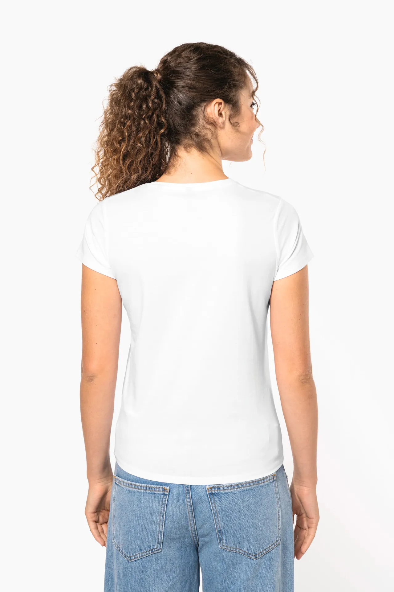 Kurzarm-Damen-T-Shirt mit V-Ausschnitt
