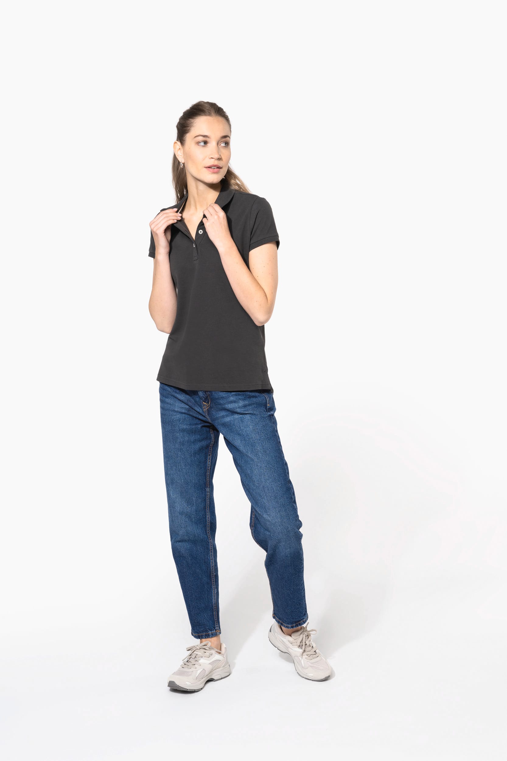 Kurzarm-Polohemd für Damen im Vintage-Stil