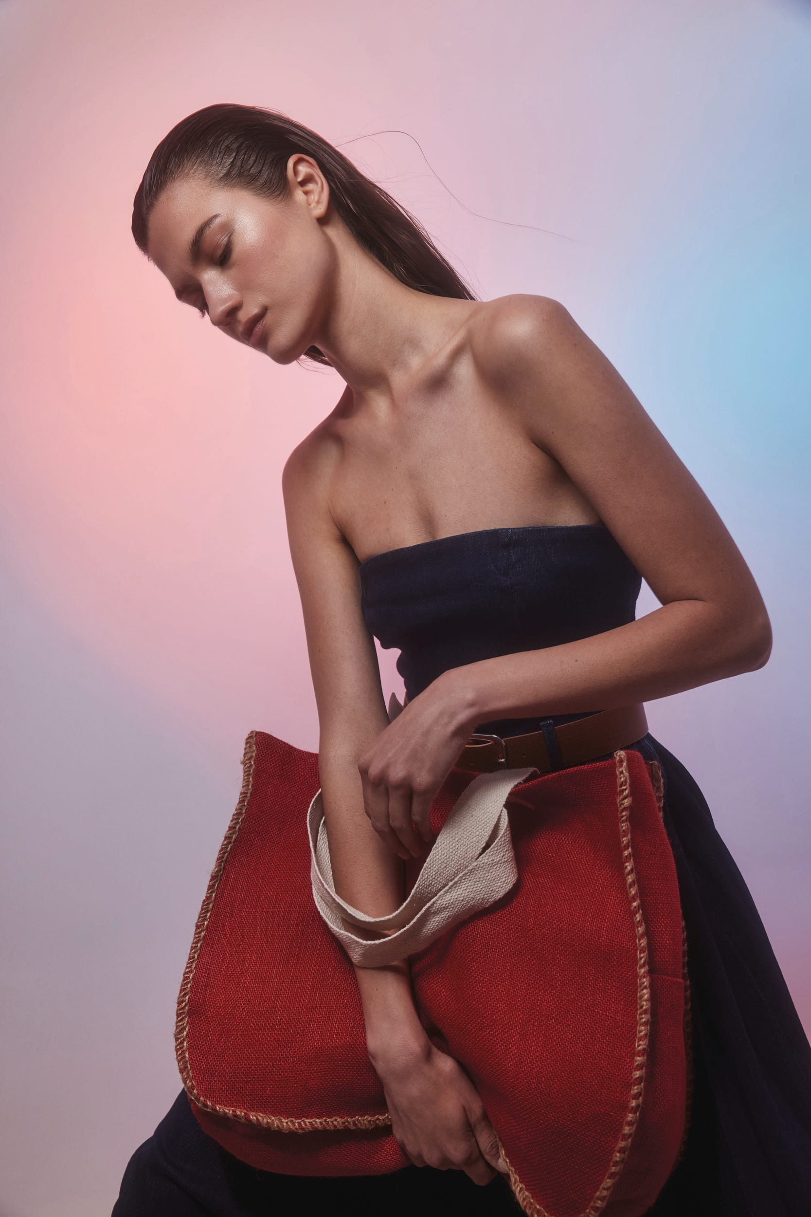 Jutetasche mit Kontrastnähten