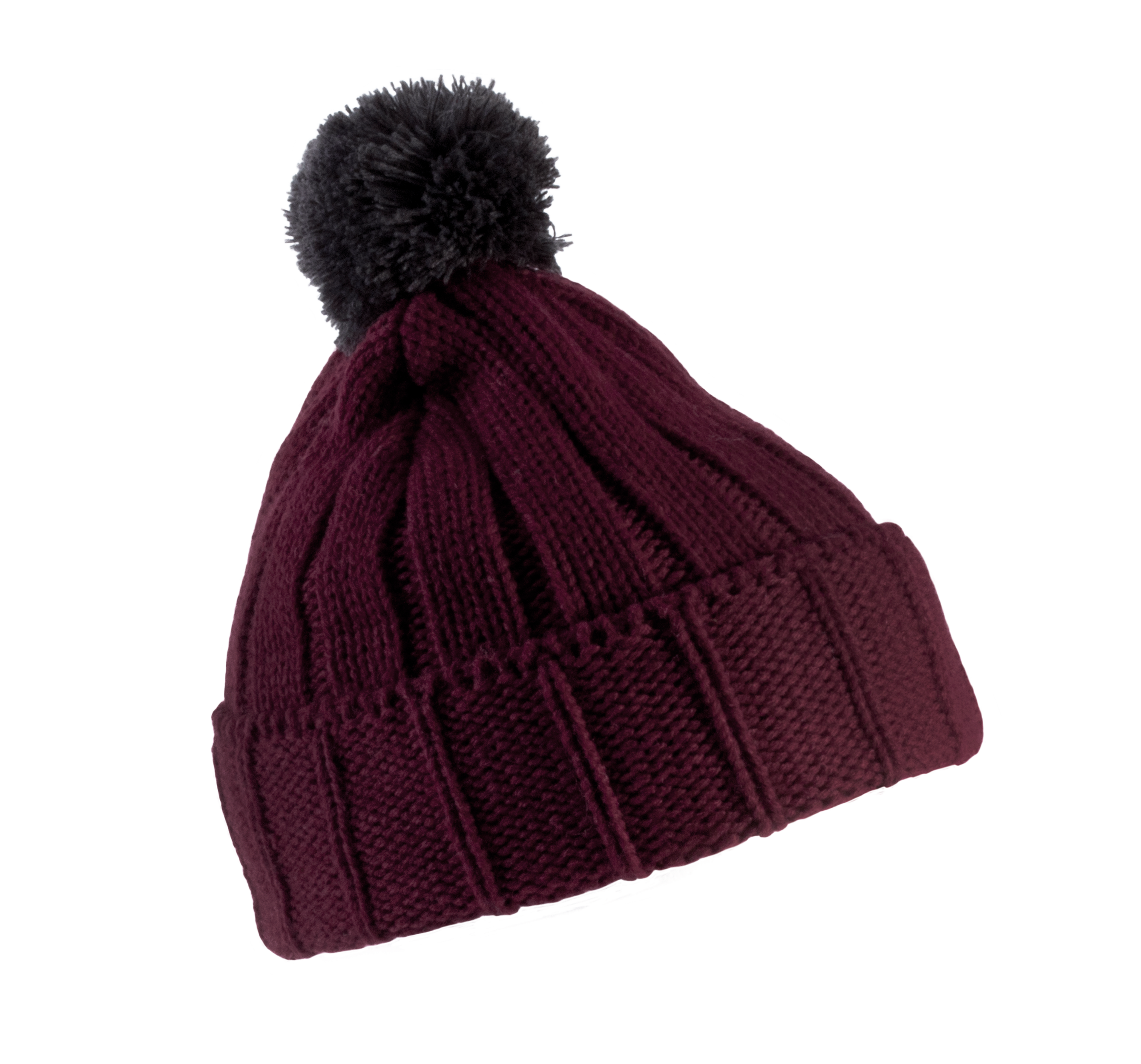 Bommelmütze mit Umschlag.