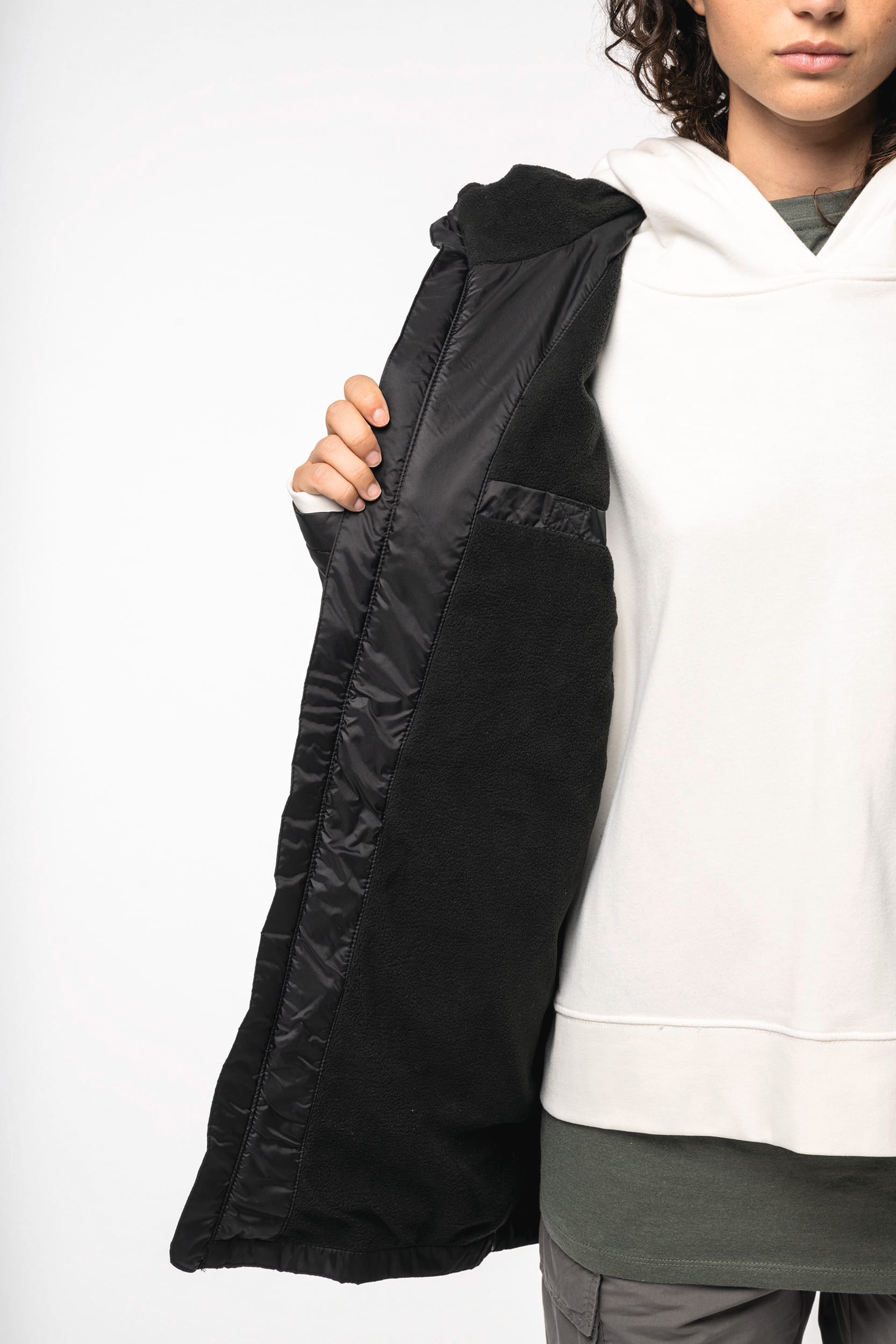 Gefütterte Unisex-Kapuzenjacke aus Mikrofleece