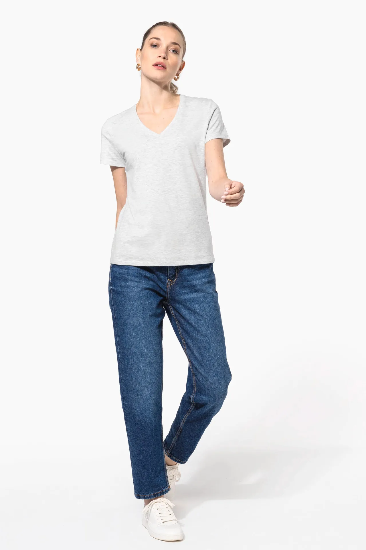 Damen-T-Shirt mit kurzen Ärmeln und V-Ausschnitt