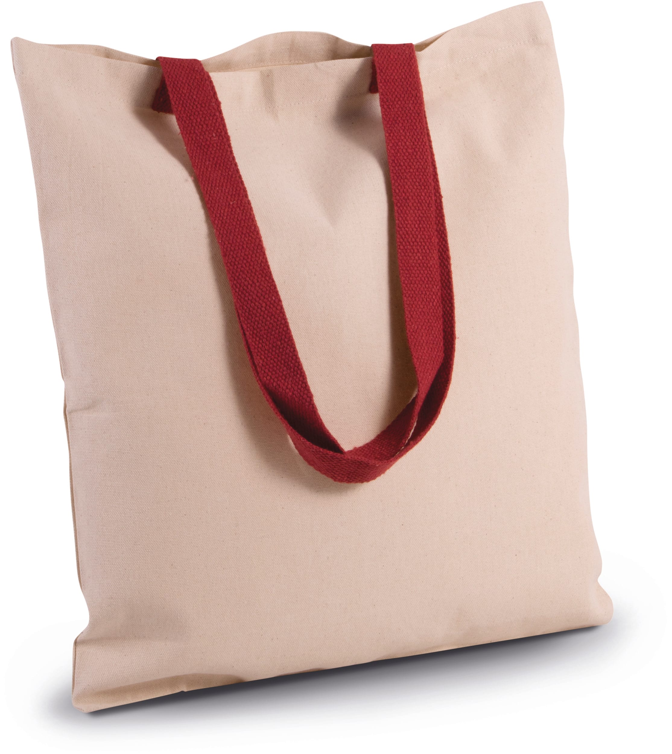Flache Shoppingtasche aus Tuch mit kontrastfarbenem Griff